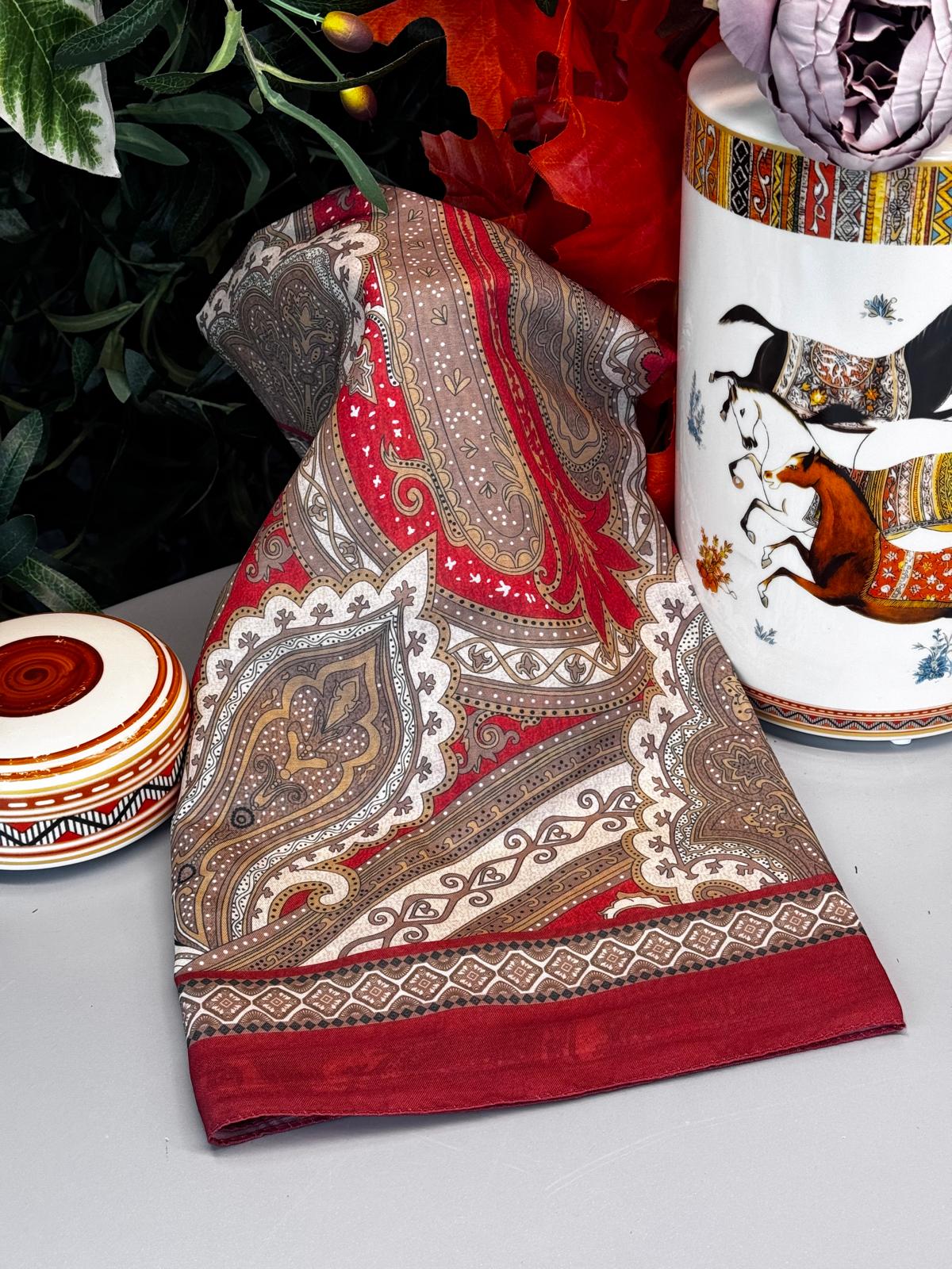 Yeni Etnik Pamuk Soft Şal 65301 - 65301 Kırmızı