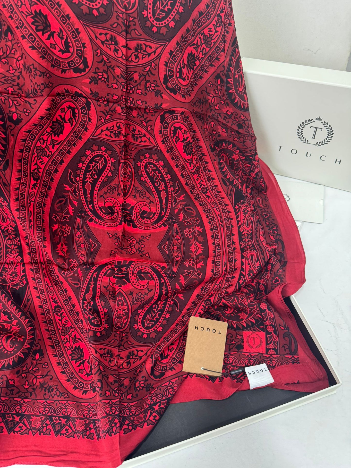 Touch İthal Etnik Desen Pamuk İpek Şal- 35440 - Bordo