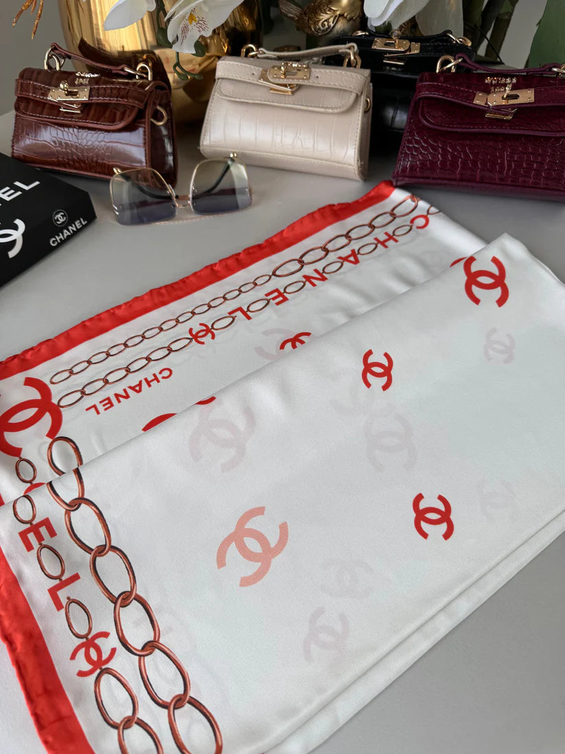 Chanel Saten İpek Eşarp 44124 - Turuncu