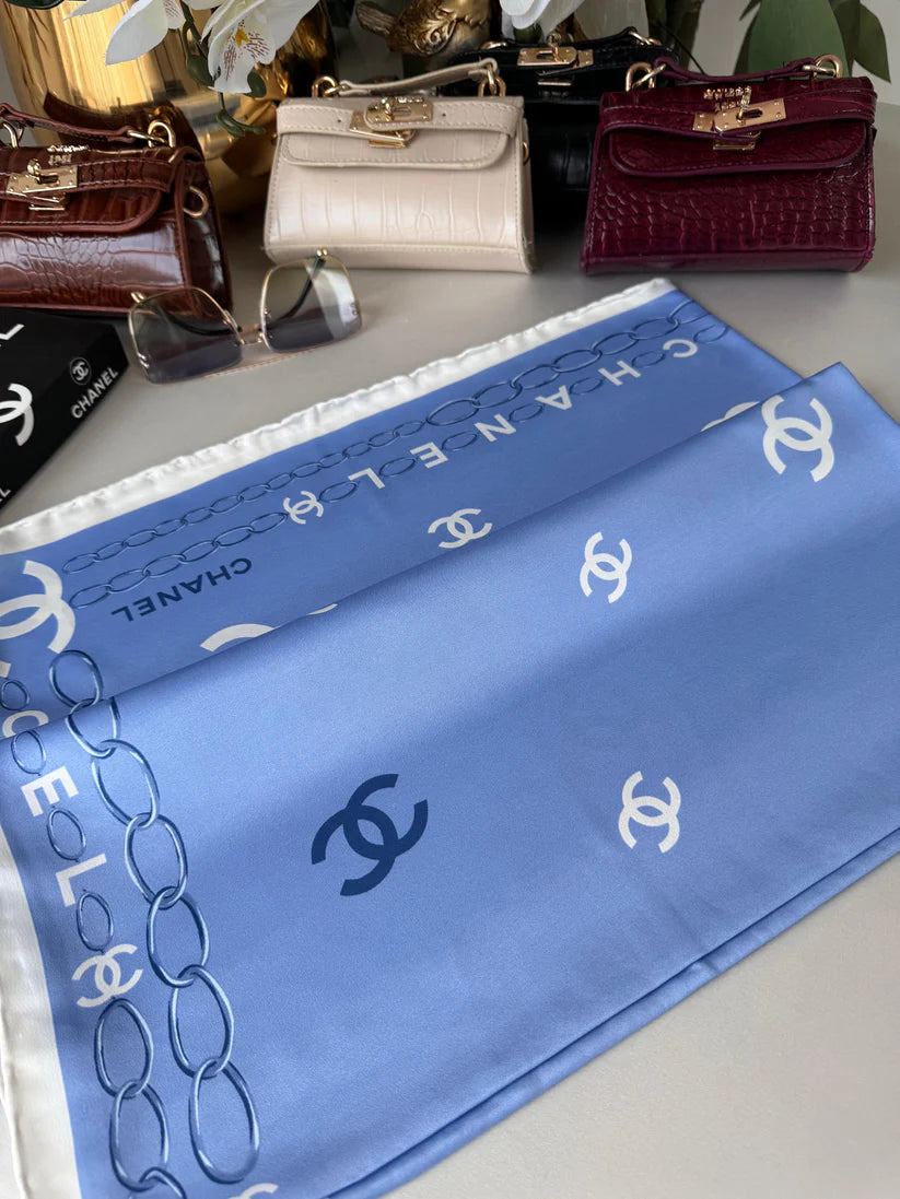 Chanel Saten İpek Eşarp 44124 - İndigo