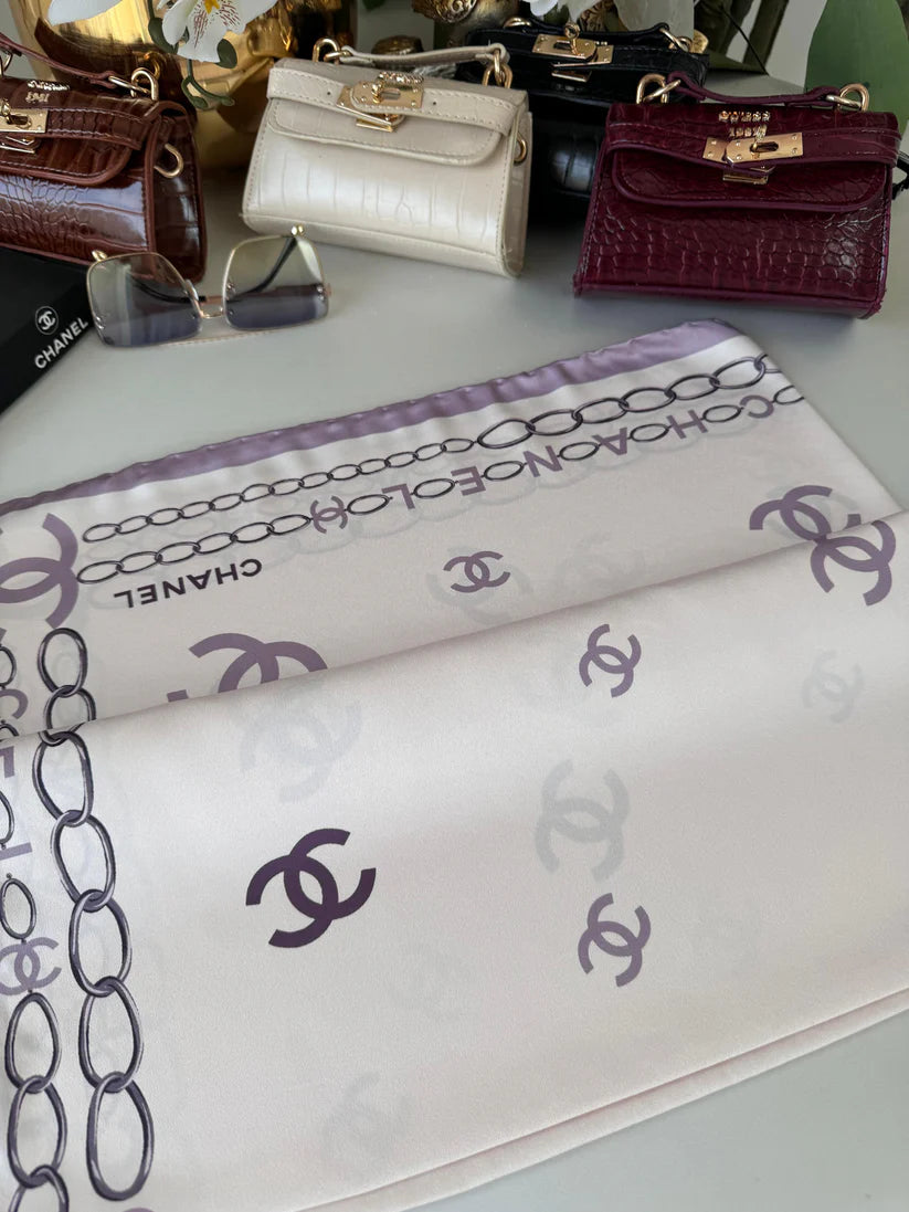 Chanel Saten İpek Eşarp 44124 - Eflatun