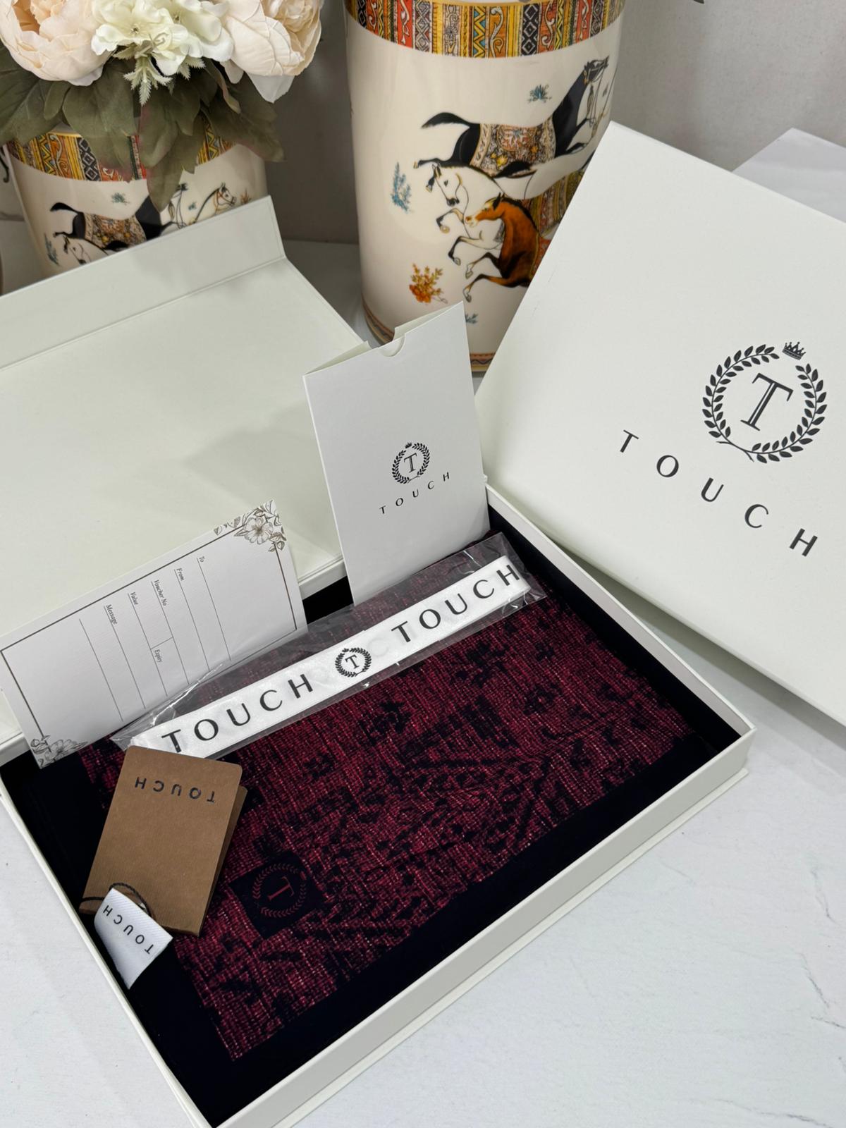 Touch İthal Etnik Desen Pamuk İpek Şal 63457 - Koyu mor