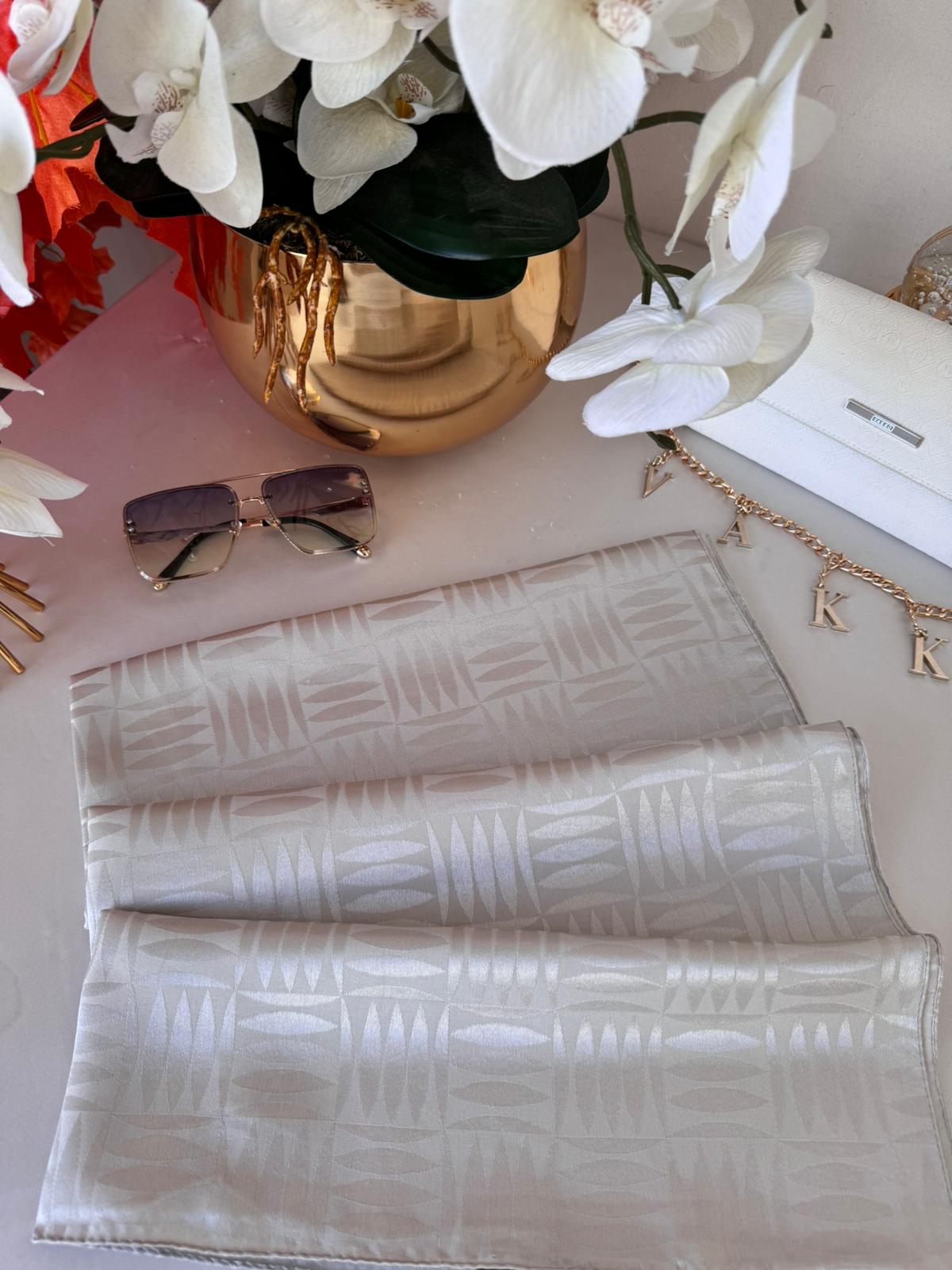 Kibrit Desen İpeksi Jakar Şal 44511 - Taş