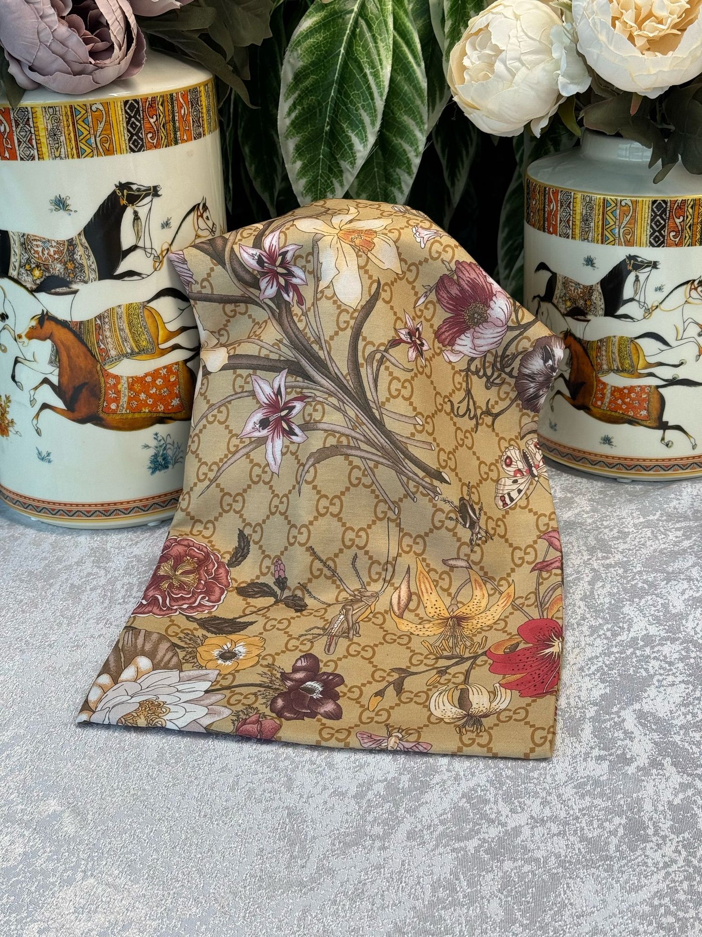 Gucci Çiçek Desen Pamuk Soft Şal 65355 - Latte