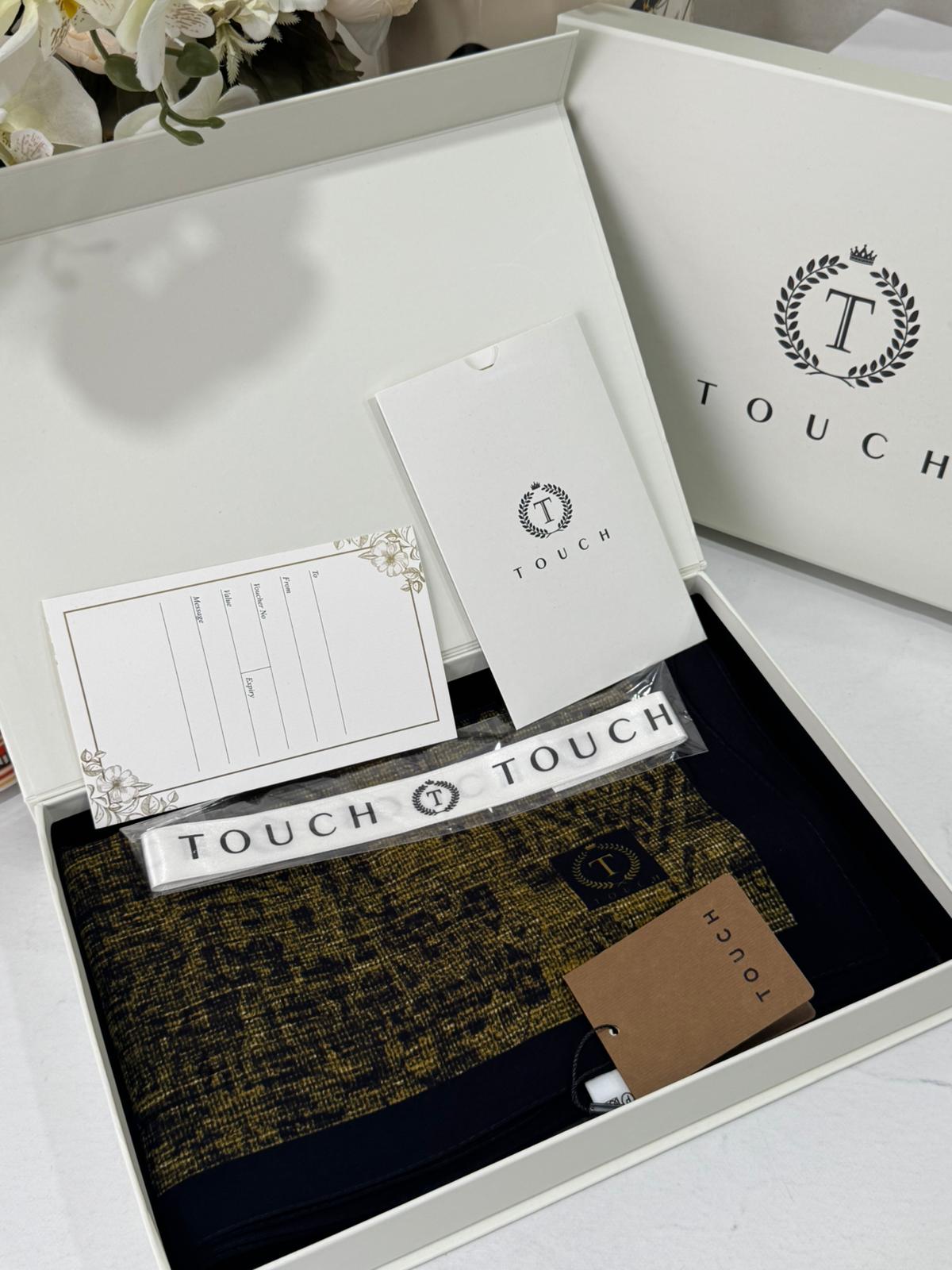 Touch İthal Etnik Desen Pamuk İpek Şal 63457 - Haki
