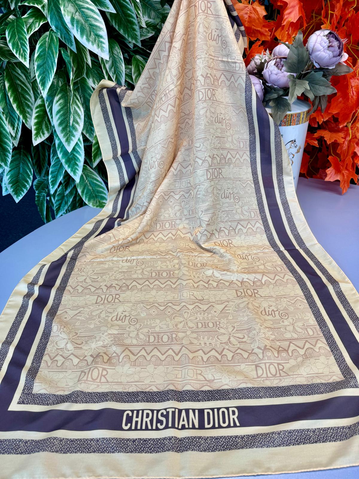Dior Monogram Pamuk Soft Şal 86021 - Altın