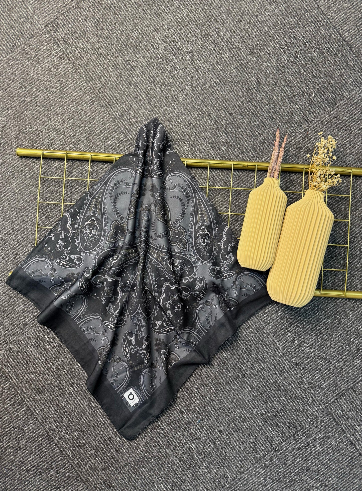 Naturel Pamuk İpek Eşarp-545658-Siyah İnci