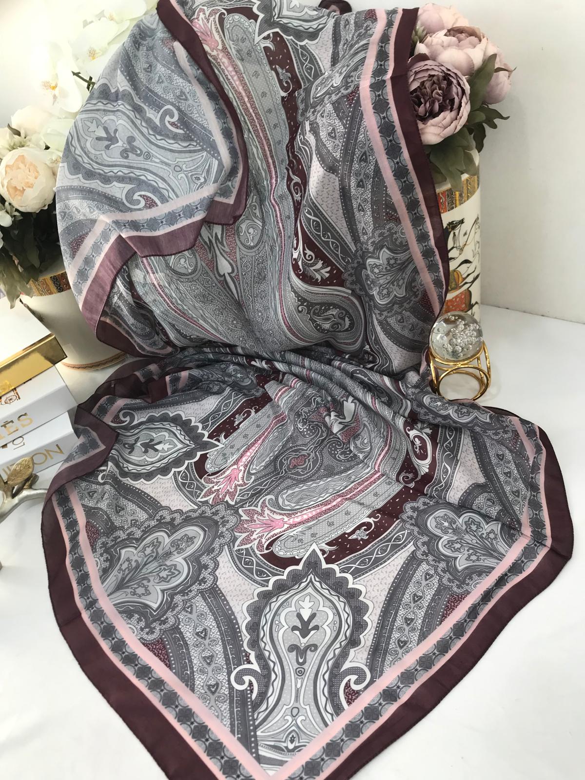 Etro Pamuk İpek Şal -987654 Bordo pudra