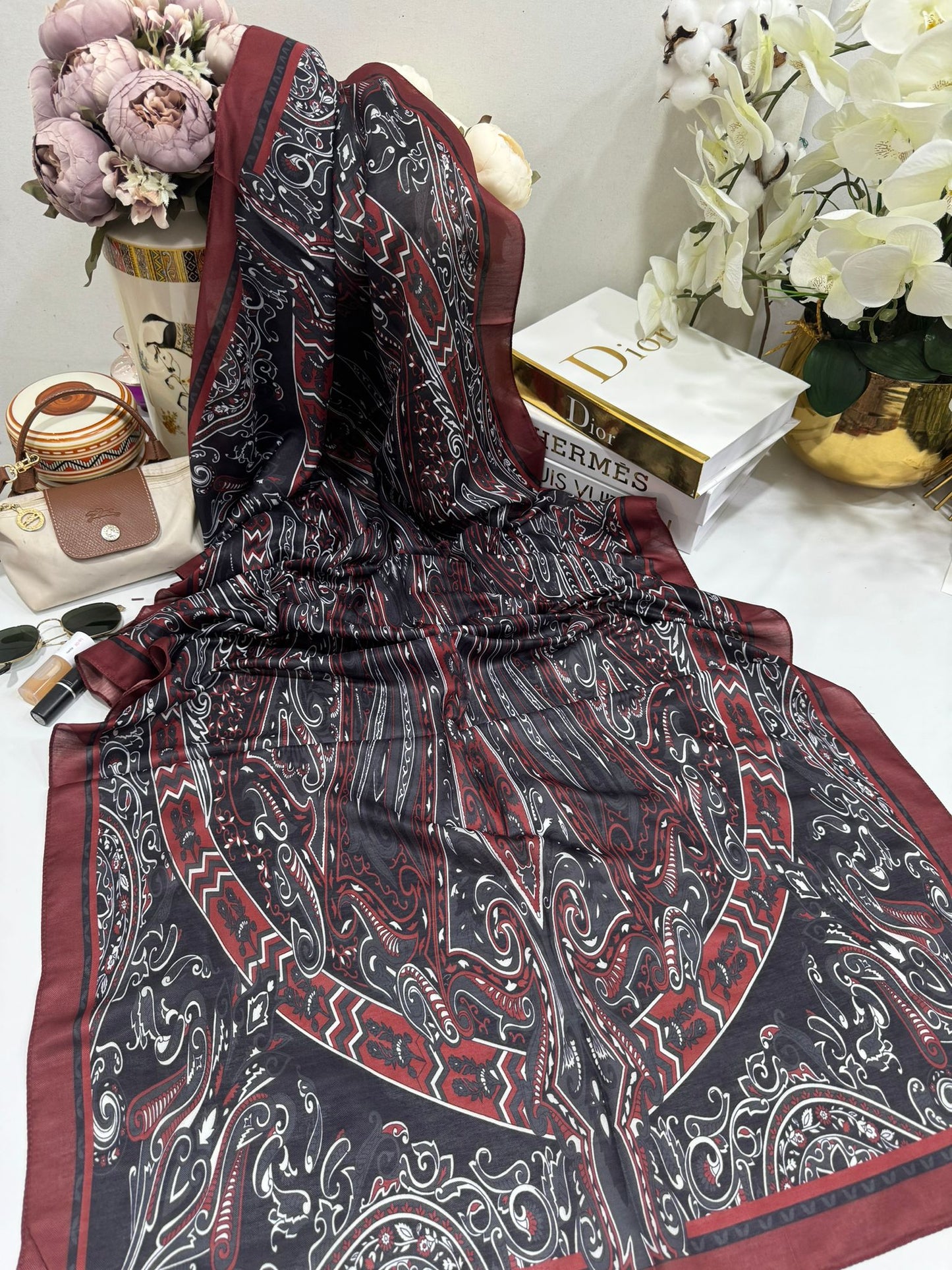 Etro Pamuk İpek Şal 52340 - Bordo