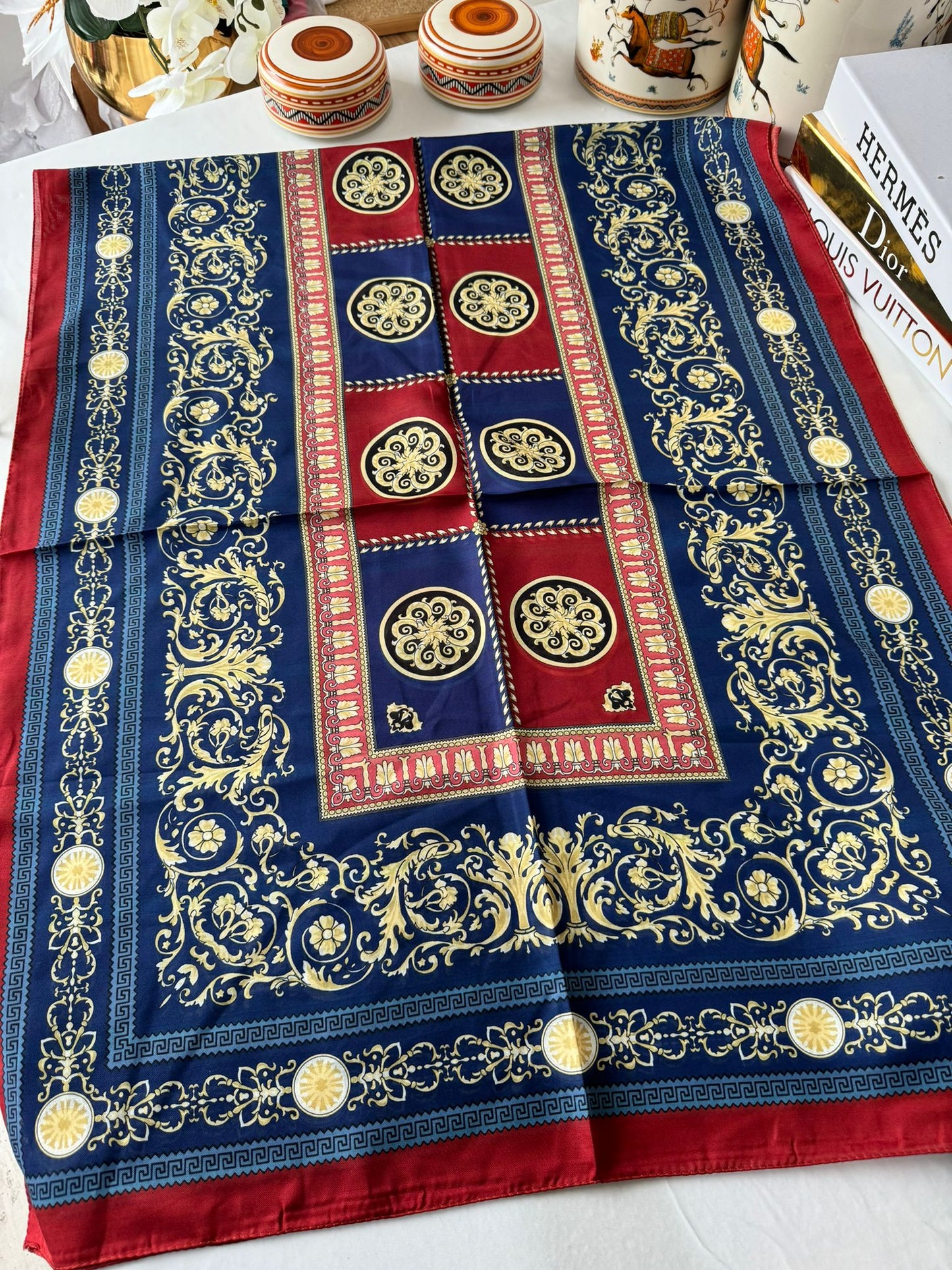 Versace Pamuk İpek Şal 50232 - Bordo