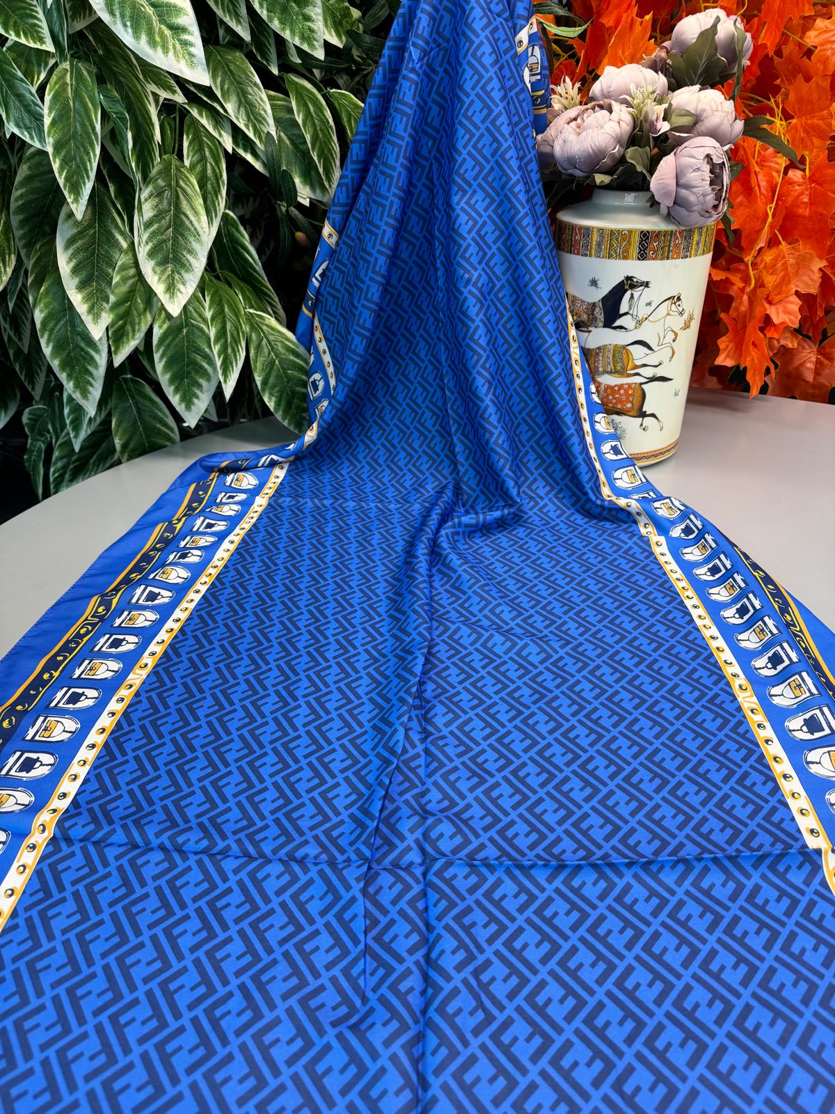 Fendi Monogram Pamuk Soft Şal 64302 - Saks