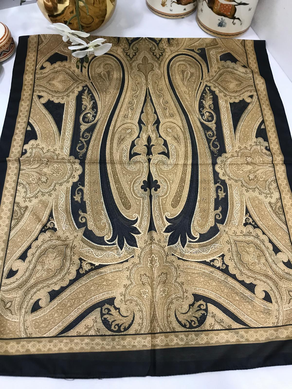 Etro Pamuk İpek Şal -987654 Gold Siyah