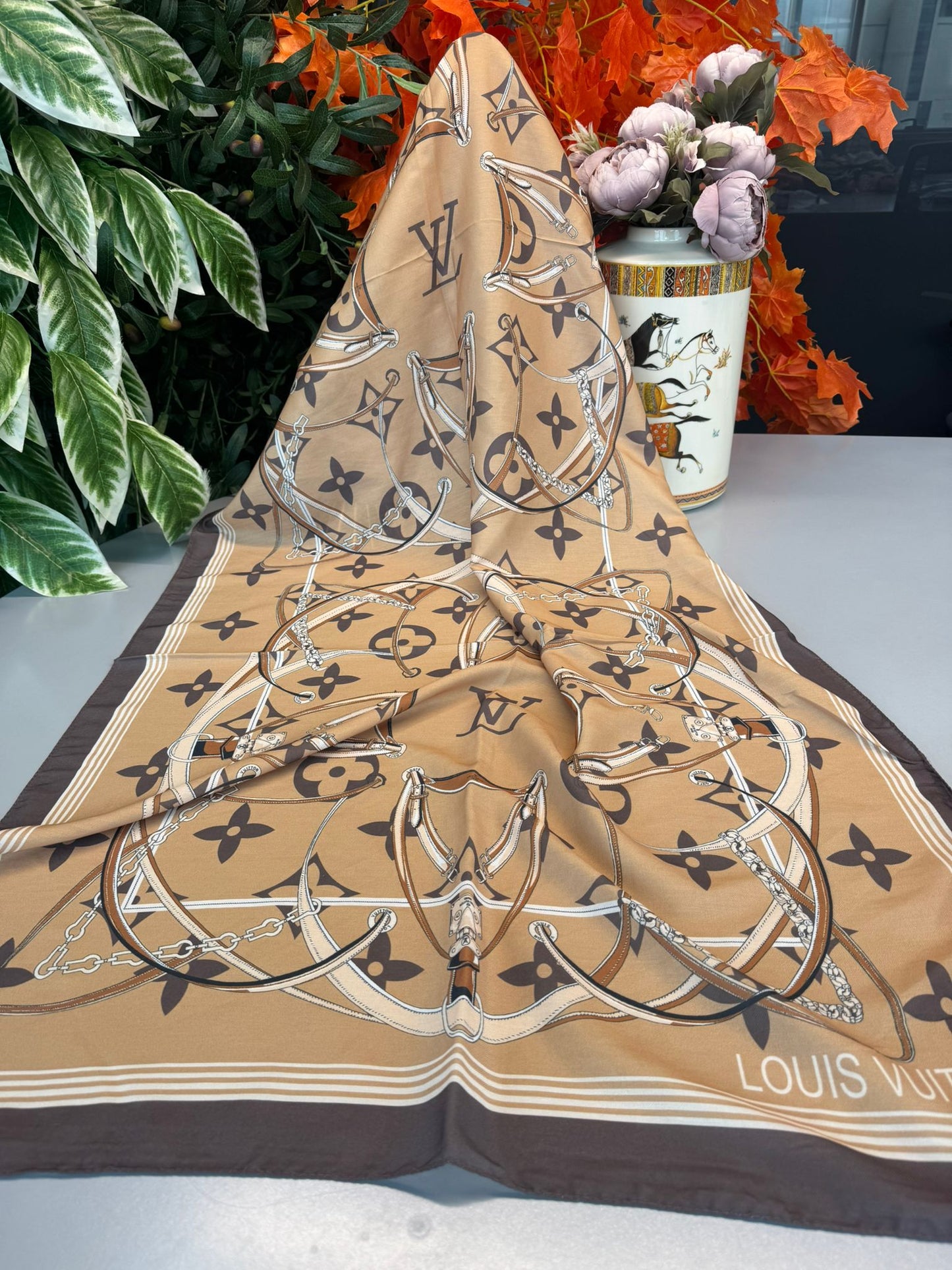 Lv Kemer Desen Pamuk Soft Şal 31230 - Soft Turuncu