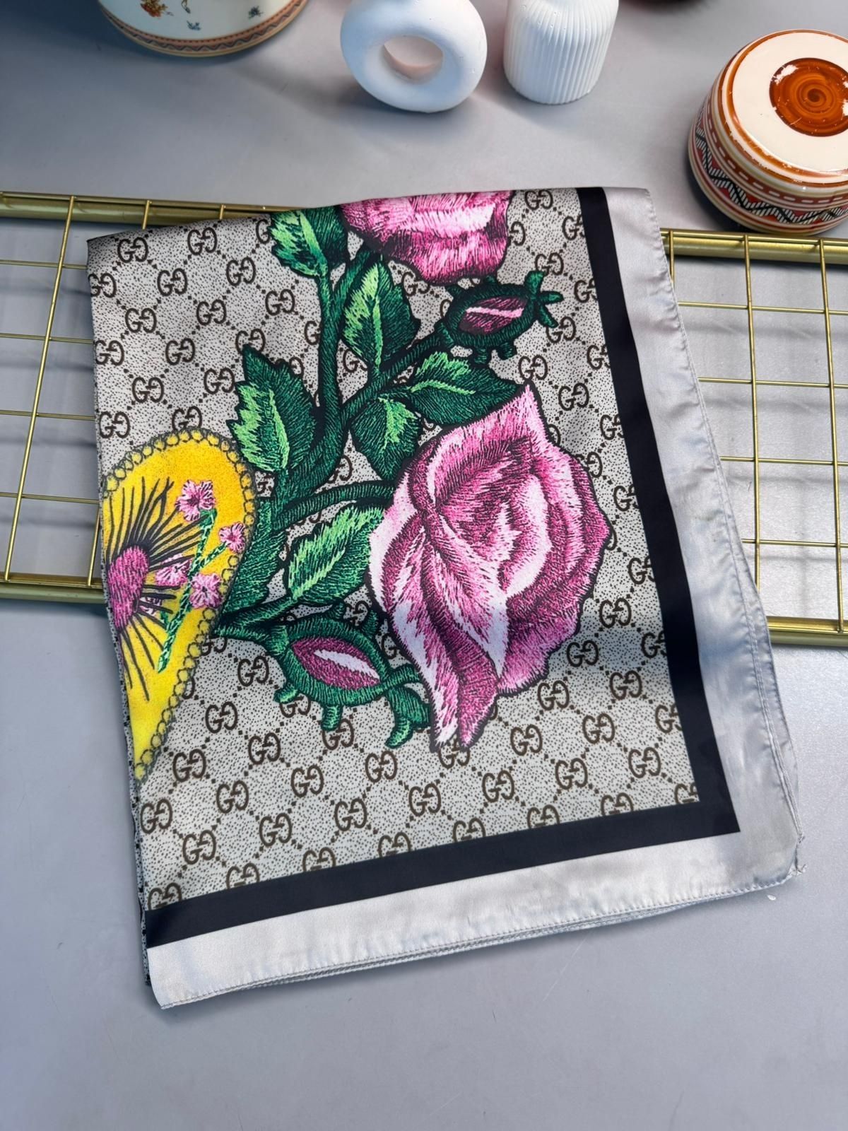 Gucci Twill İpek Şal - Gri