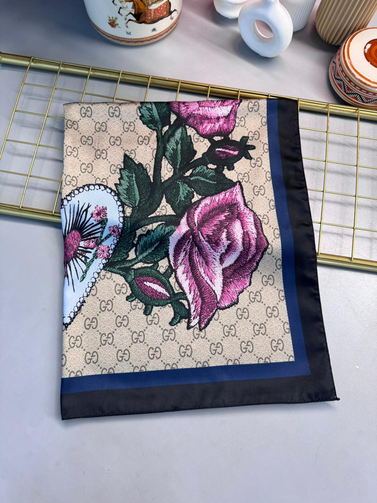 Gucci Twill İpek Şal - Lacivert