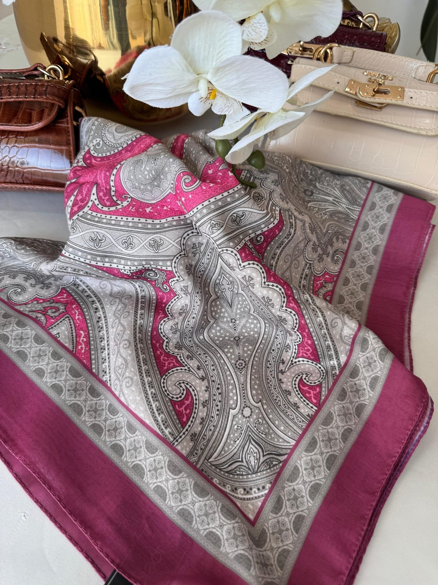 Etro Pamuk Soft İpek Şal 44118 Gül Kurusu