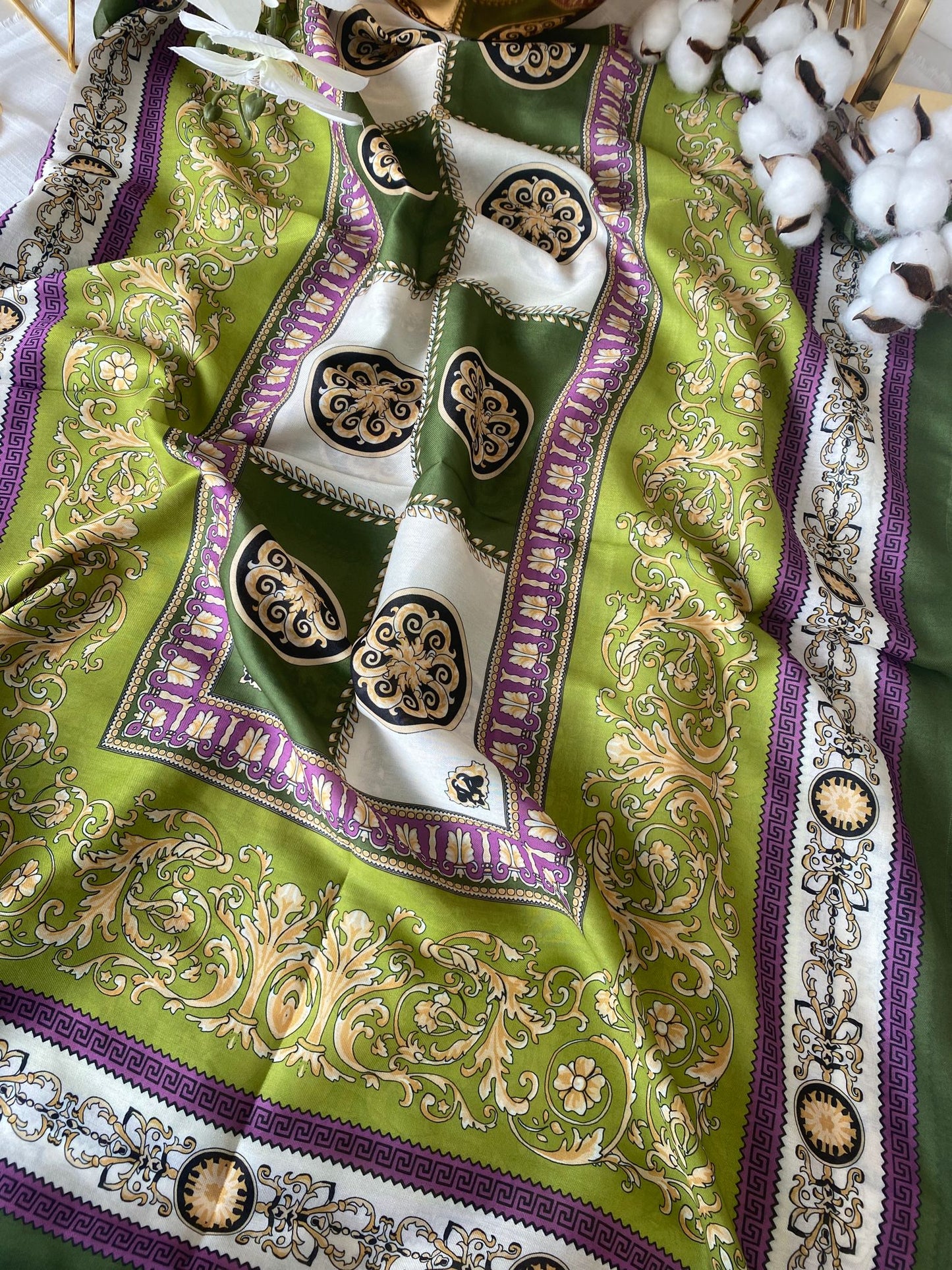 Versace Pamuk Soft Şal 61535 - Fıstık