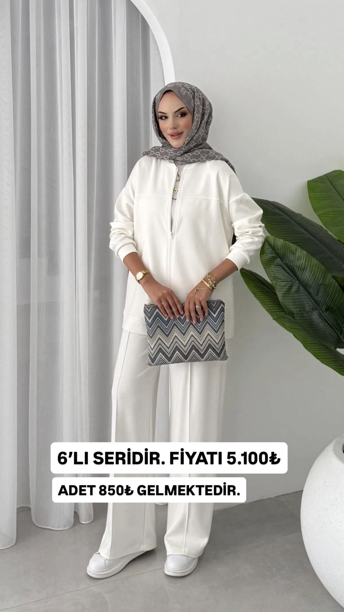 Oysho Premium Fermuarlı Basic İkili Takım TK2962 – Beyaz İnci (SERİLİ SATIŞTIR)