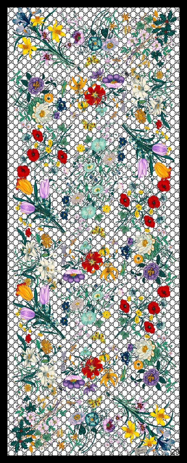 Gucci Çiçek Desen Pamuk Soft Şal 65355 - Beyaz