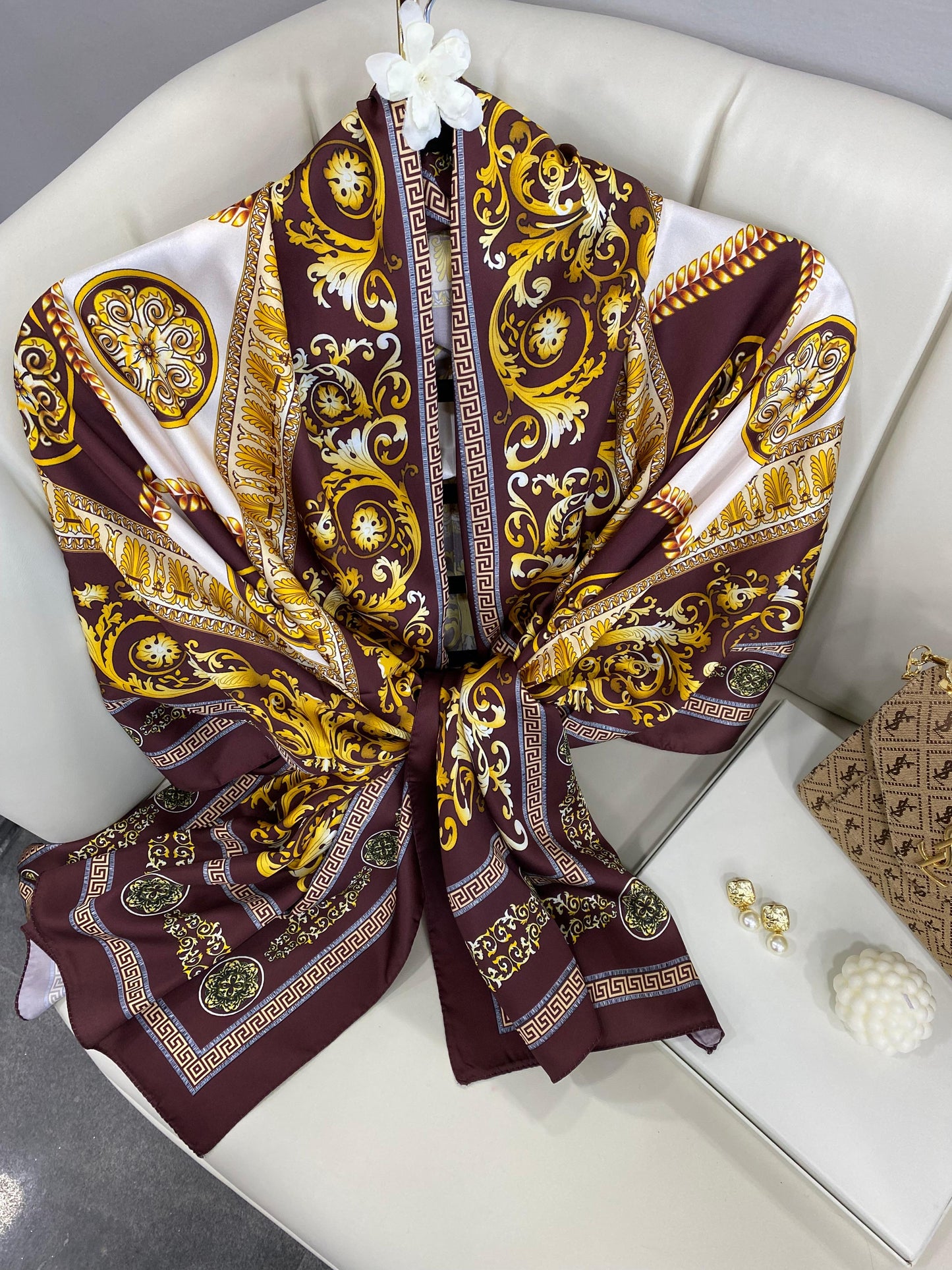 VERSACE VUAL İPEK ŞAL- 344456- MÜRDÜM