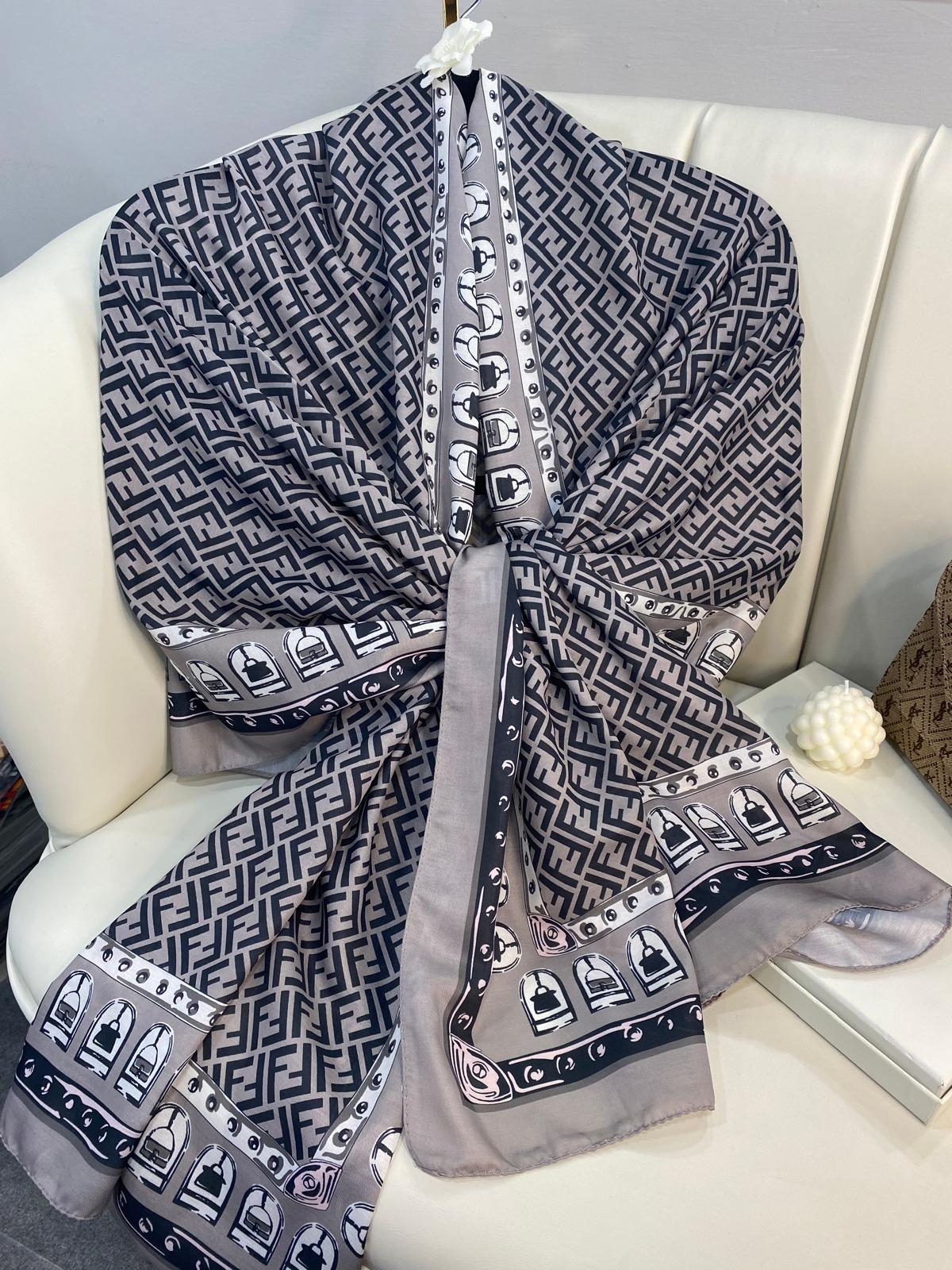 Fendi Monogram Pamuk Soft Şal 64302 - Antrasit