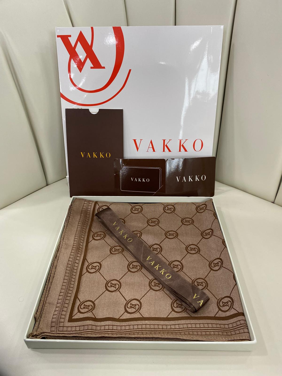 VAKKO ÇİFT TARAFLI KAŞMİR İPEK EŞARP 7859- KAHVE