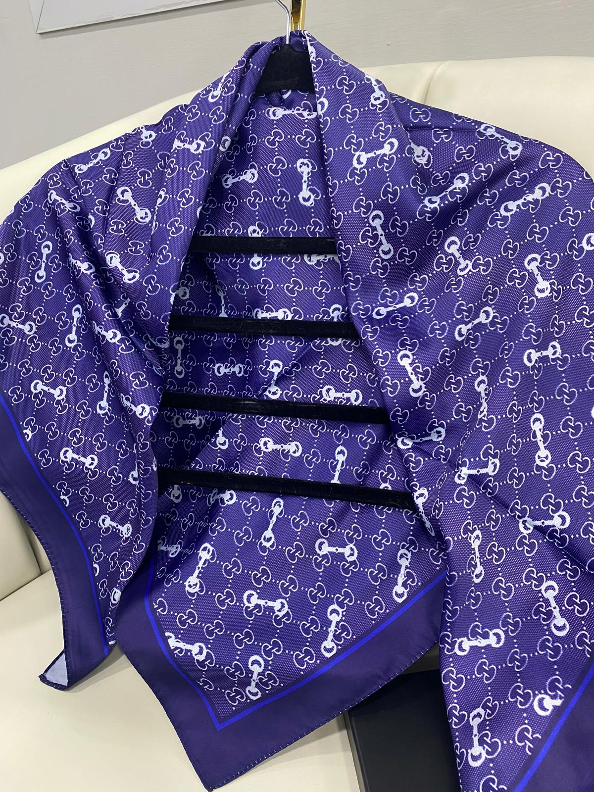 Gucci Desen Marka Eşarp - 62268 - Gece Mavisi