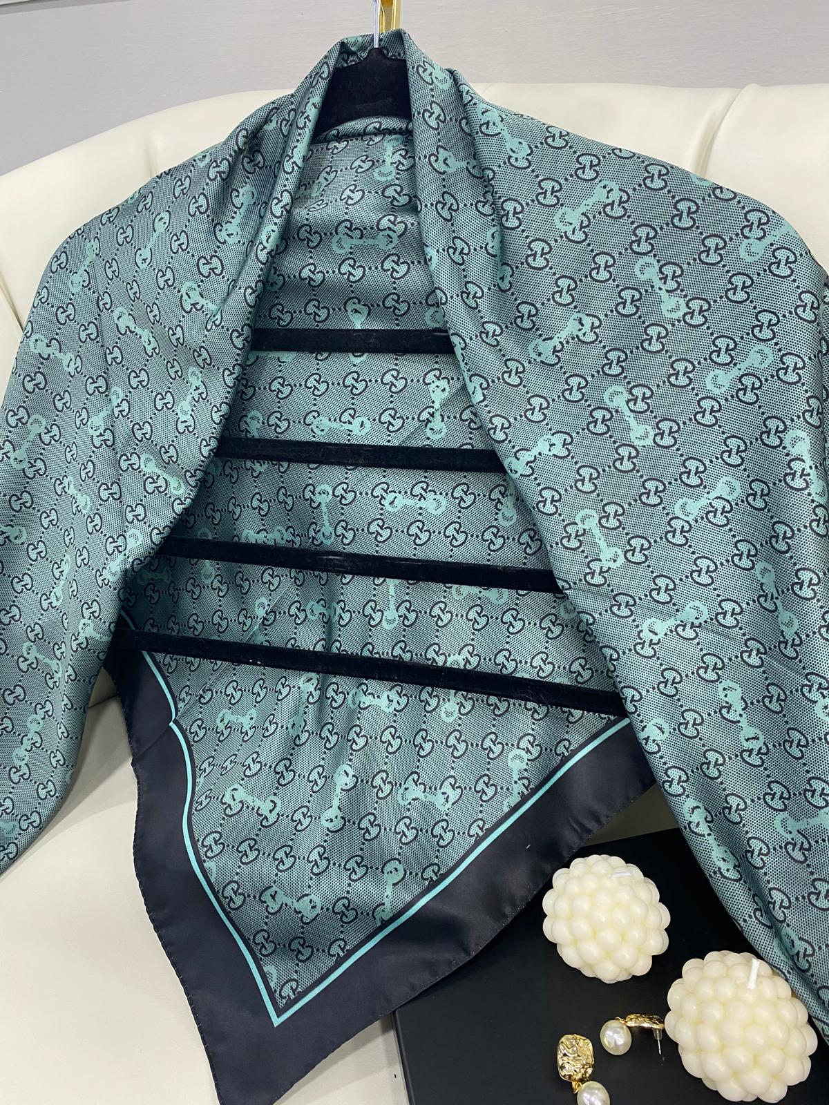 Gucci Desen Marka Eşarp - 62268 - Nane Yeşili