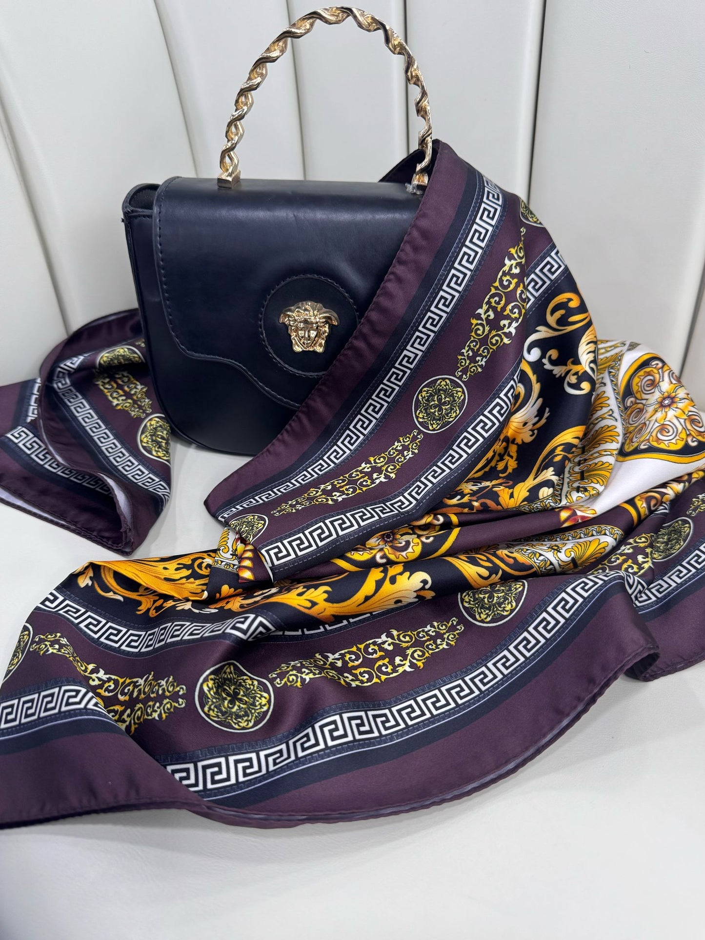 VERSACE VUAL İPEK ŞAL - 344456- Erik Moru
