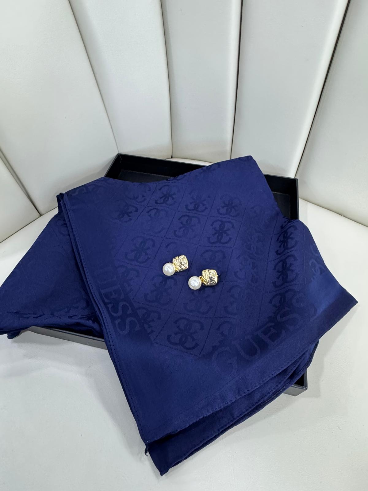 GUESS ÇİFT TARAFLI KAŞMİR İPEK EŞARP 7859- Lacivert