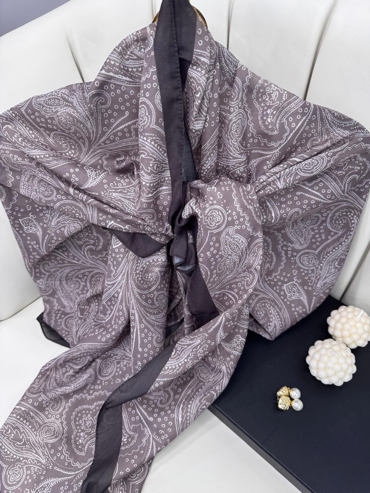 Asil Desen Pamuk İpeksi Şal -452103- Acı Kahve