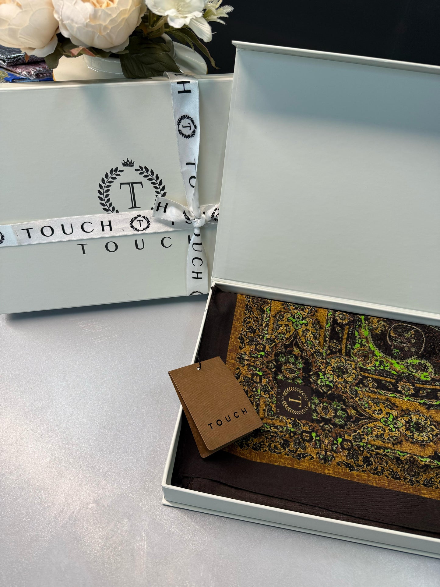 Touch İthal Pamuk İpek Şal-63456-Hardal-Yeşil