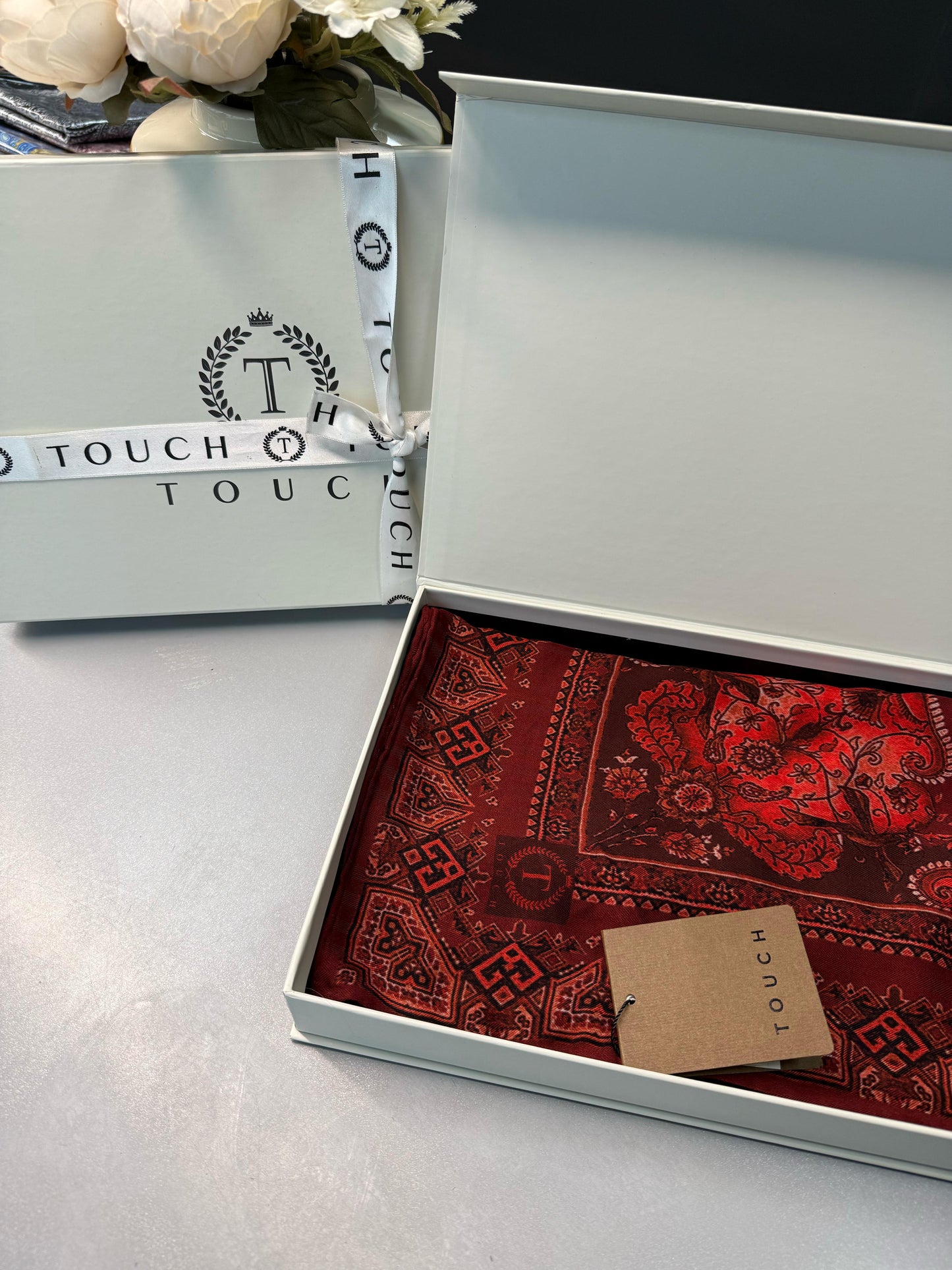 Touch İthal Etnik Desen Yün İpek Şal-34660-Narçiçeği