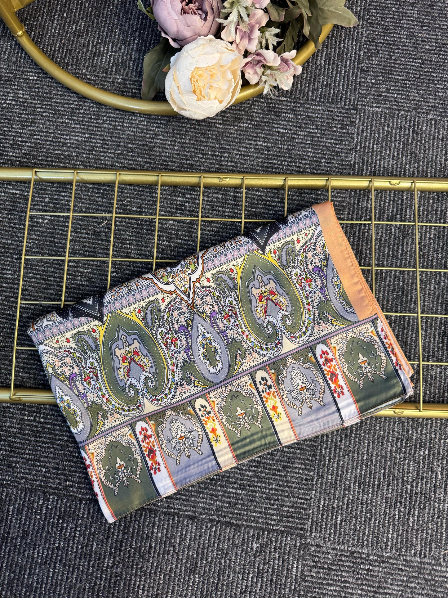 Anka Desen Vual İpek Şal-768568- Kavuniçi