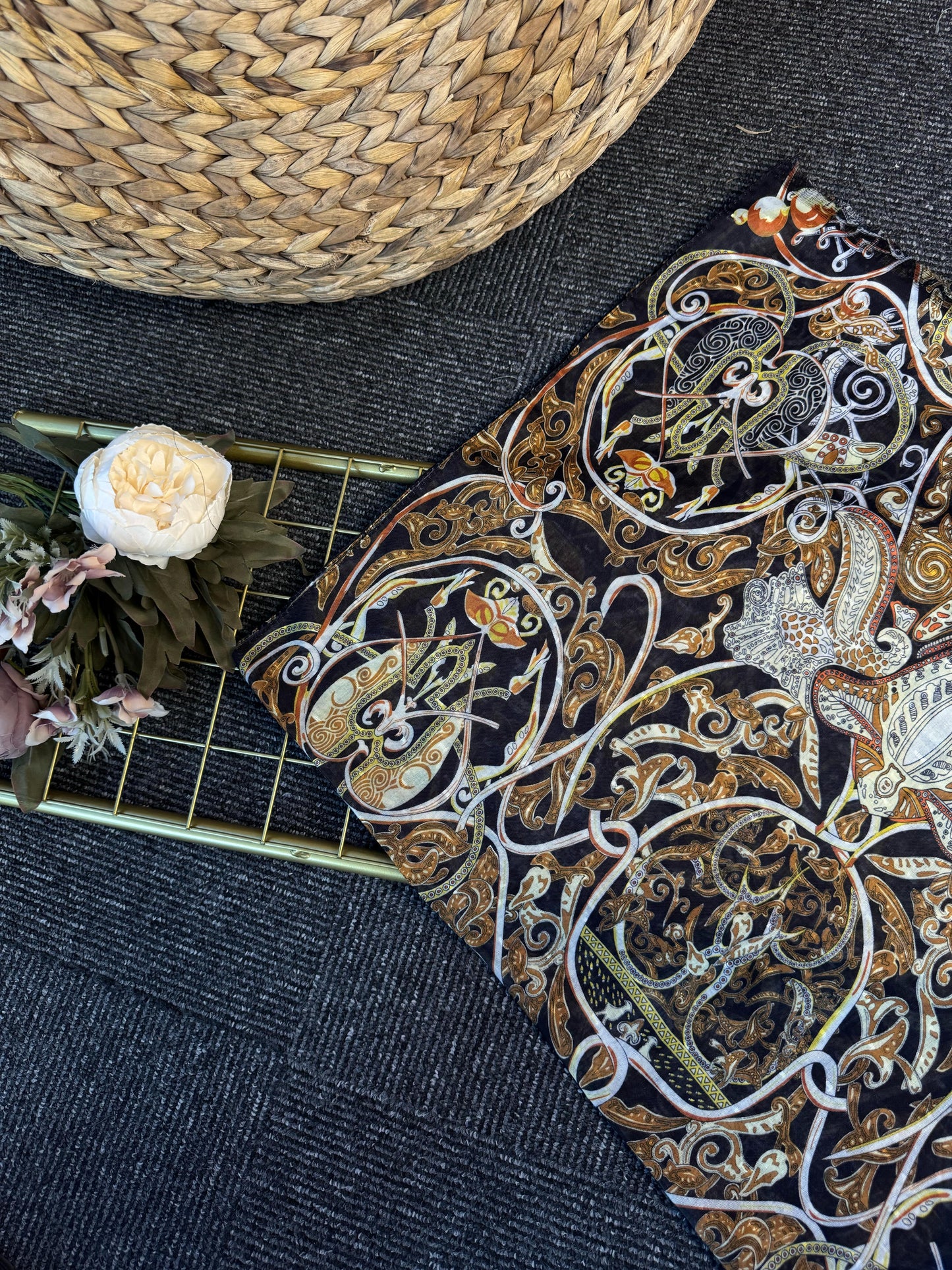 Saray Bahçesi Naturel İpek Şal-658945-Kiremit