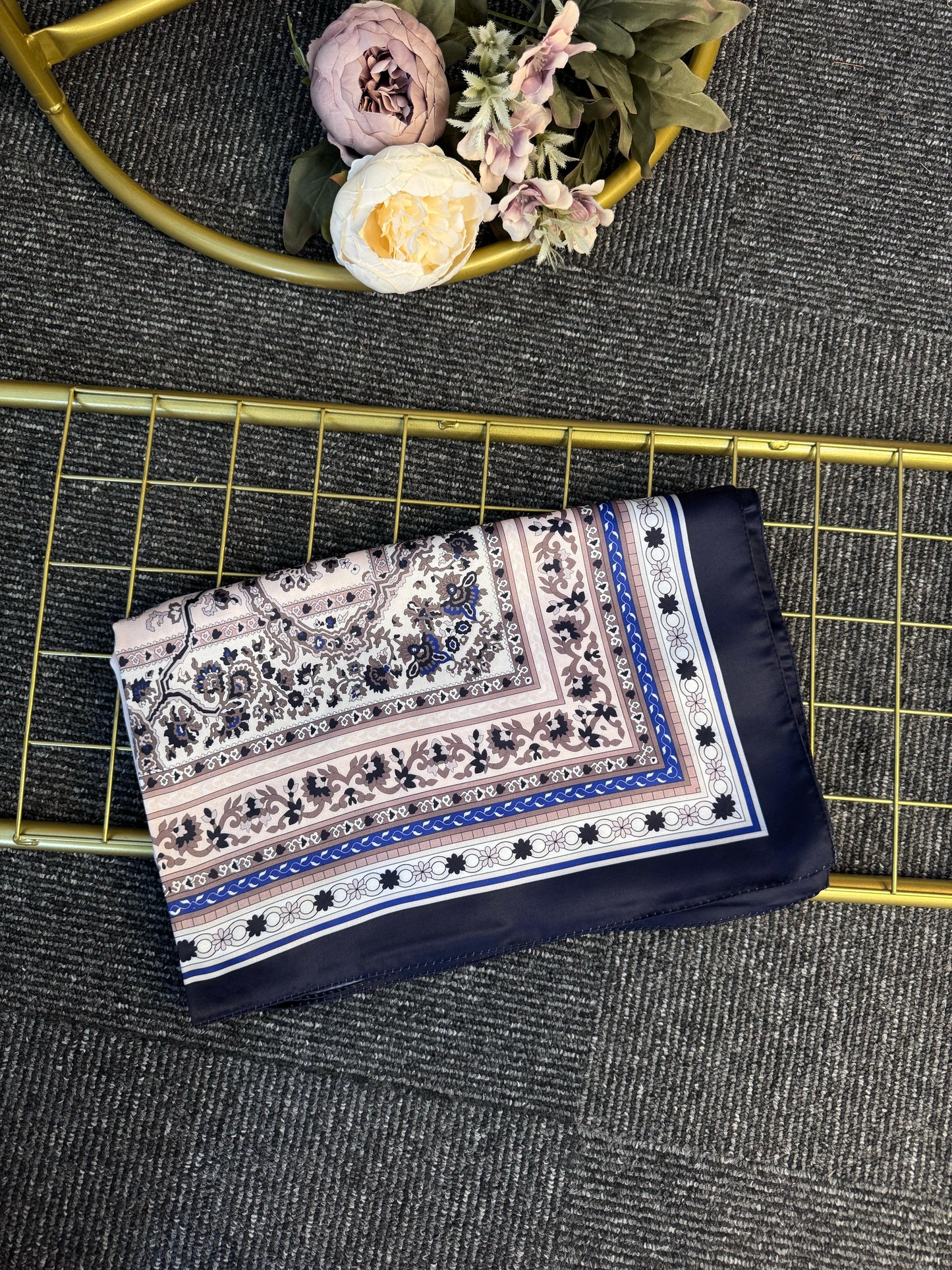 Etnik Desen Pamuk İpek Şal-456789-Somon