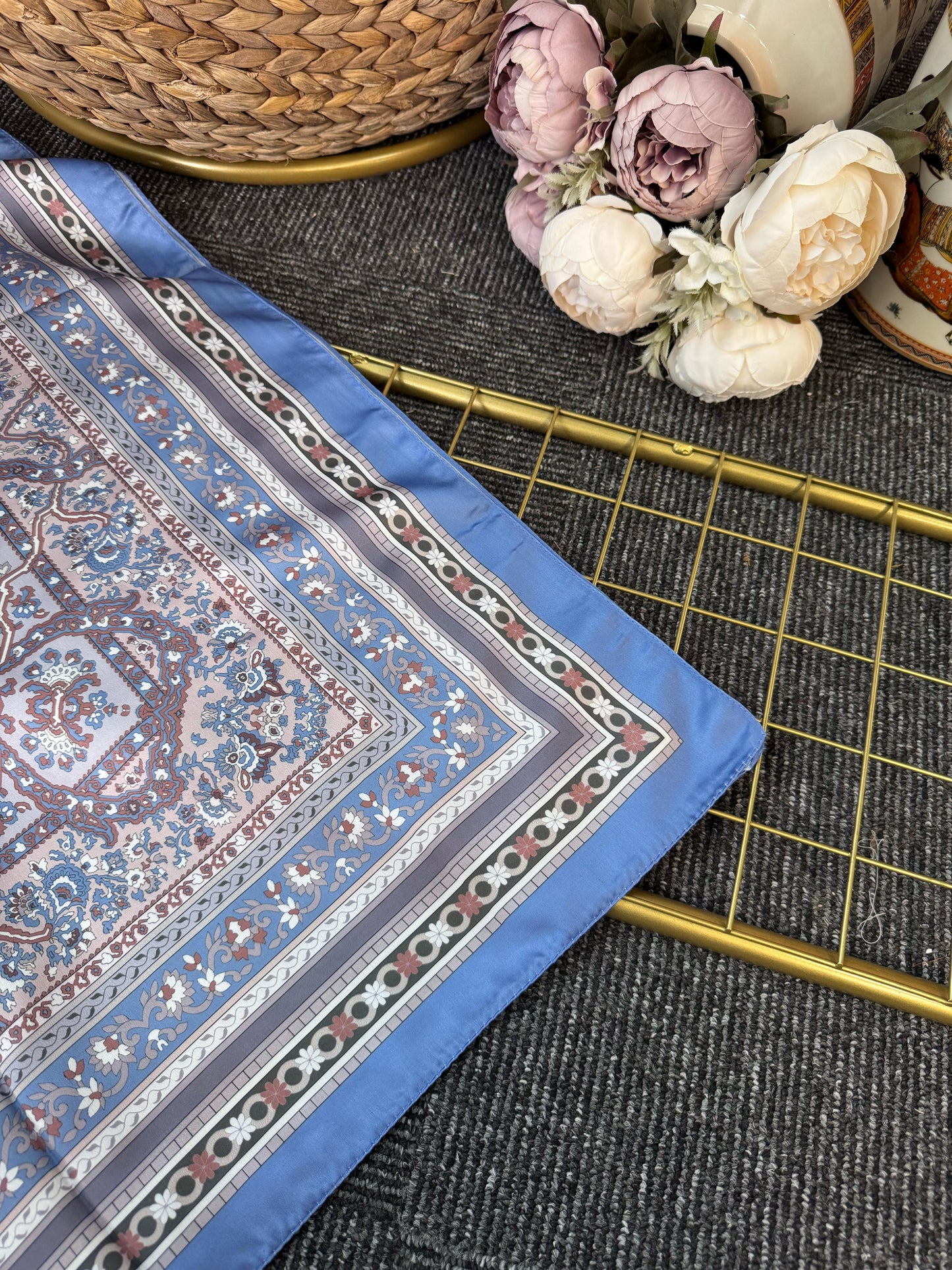 Lavinya Vual İpek Şal -4031152-Bebe Mavisi