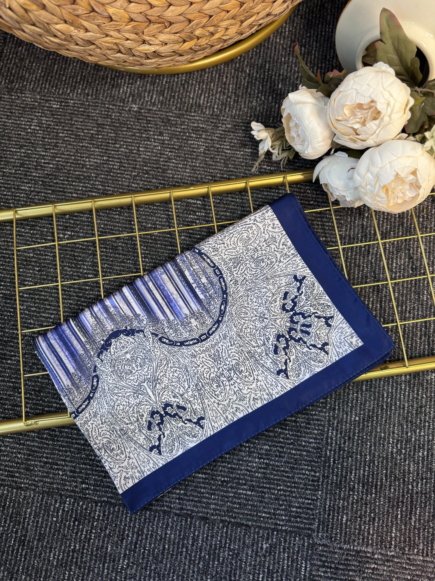 Diamond Desen Vual İpek Şal-030405-Lacivert