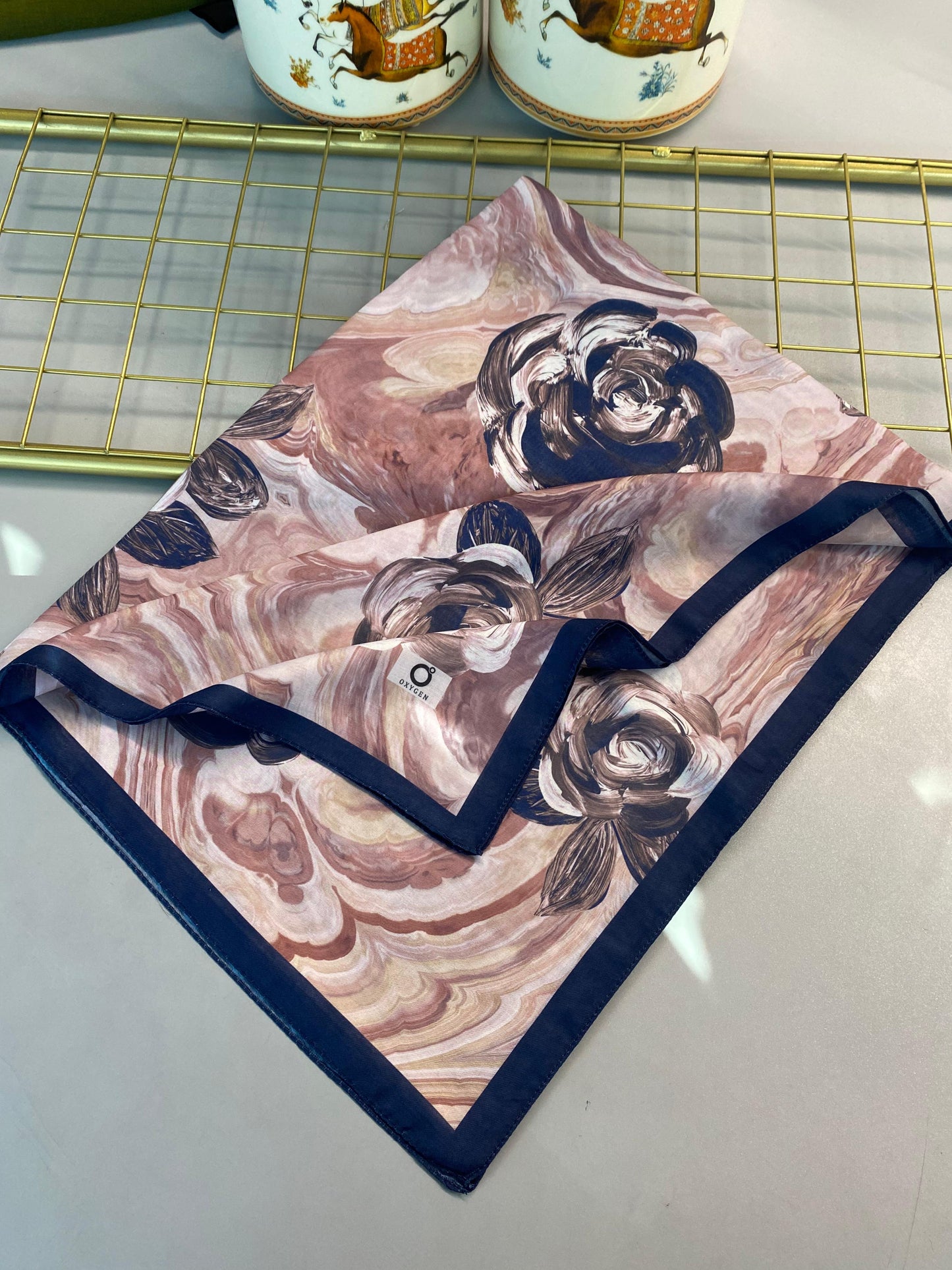 Summer Rose Desen Pamuk İpek Şal-12000-Somon Pembe