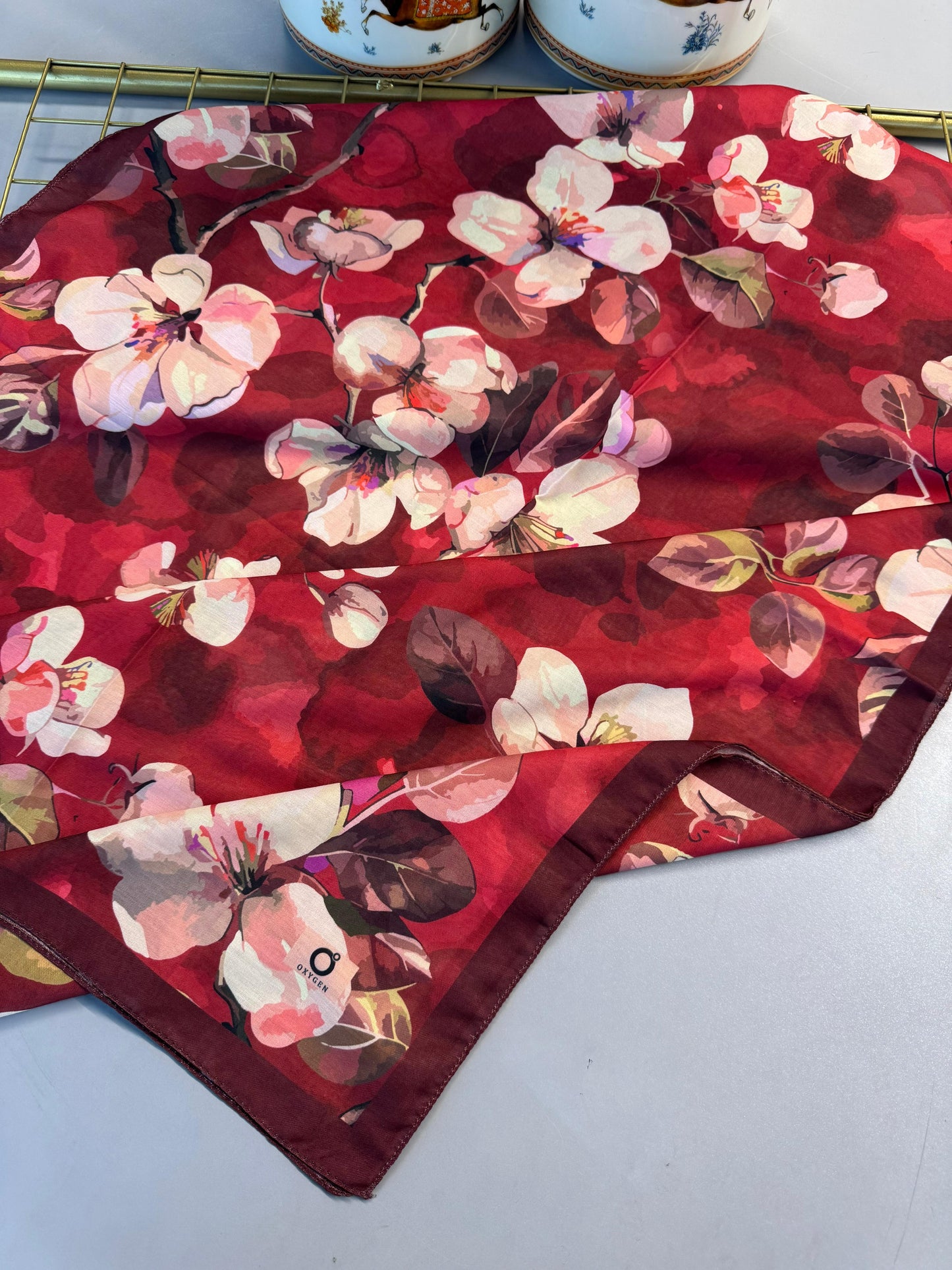 Wild Rose Pamuk ipek Şal-10007-Kırmızı