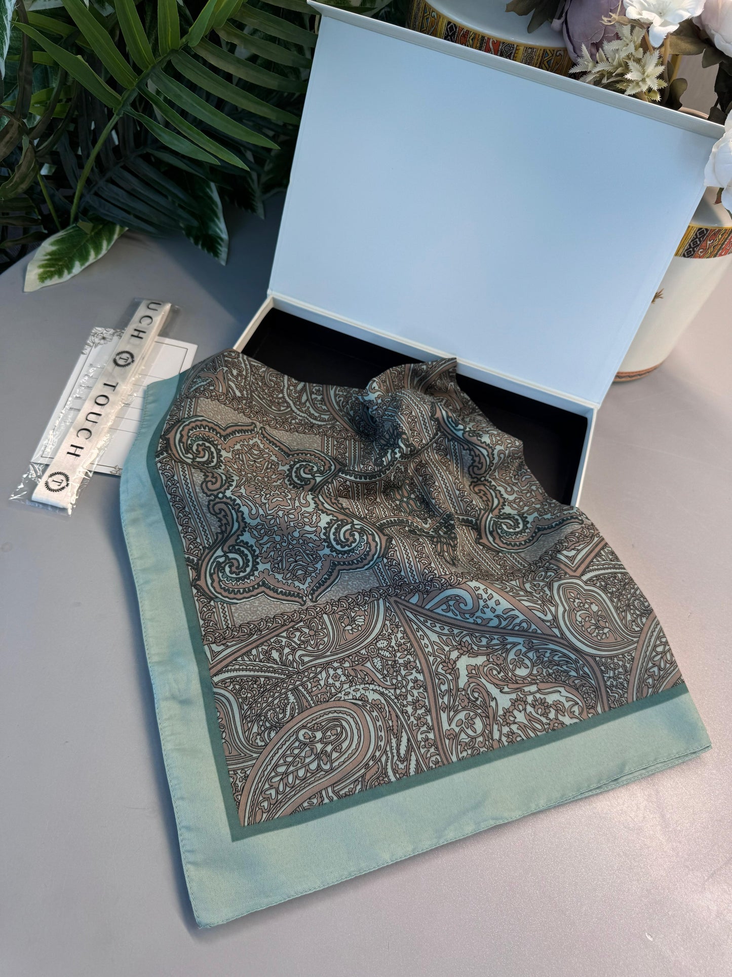 Touch Divan Desen İthal Pamuk Şal-2626202-Su Yeşili