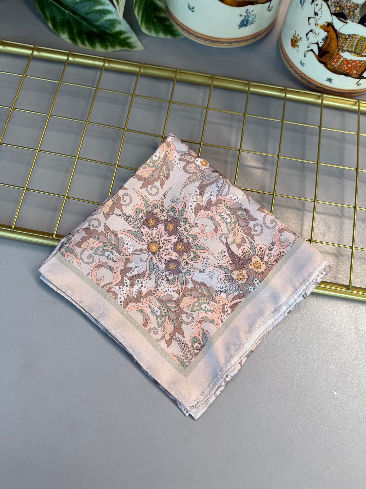 Mimoza Desen Vual İpek Eşarp-6203408-Pembe İnci