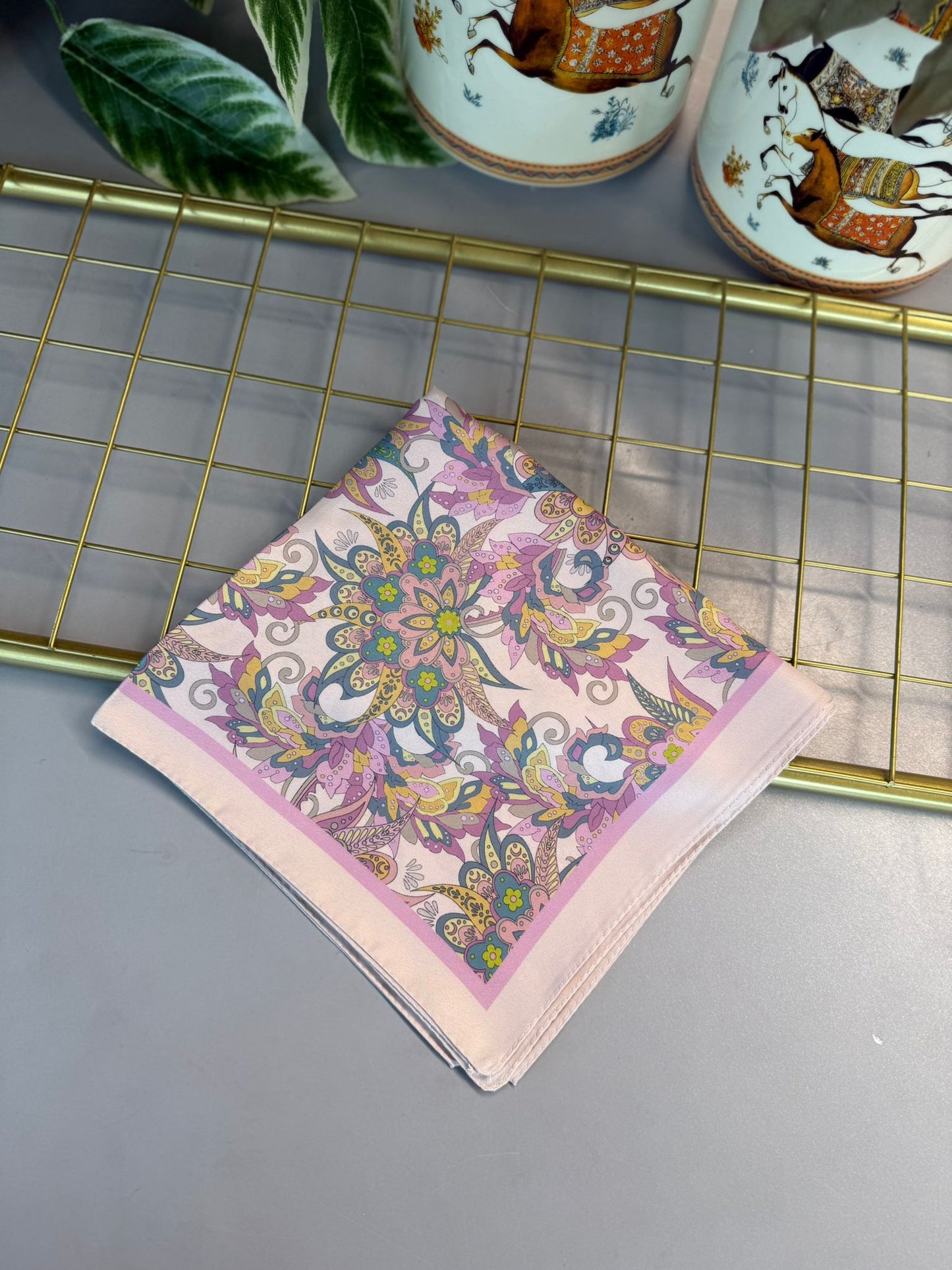 Mimoza Desen Vual İpek Eşarp-6203408-Eflatun