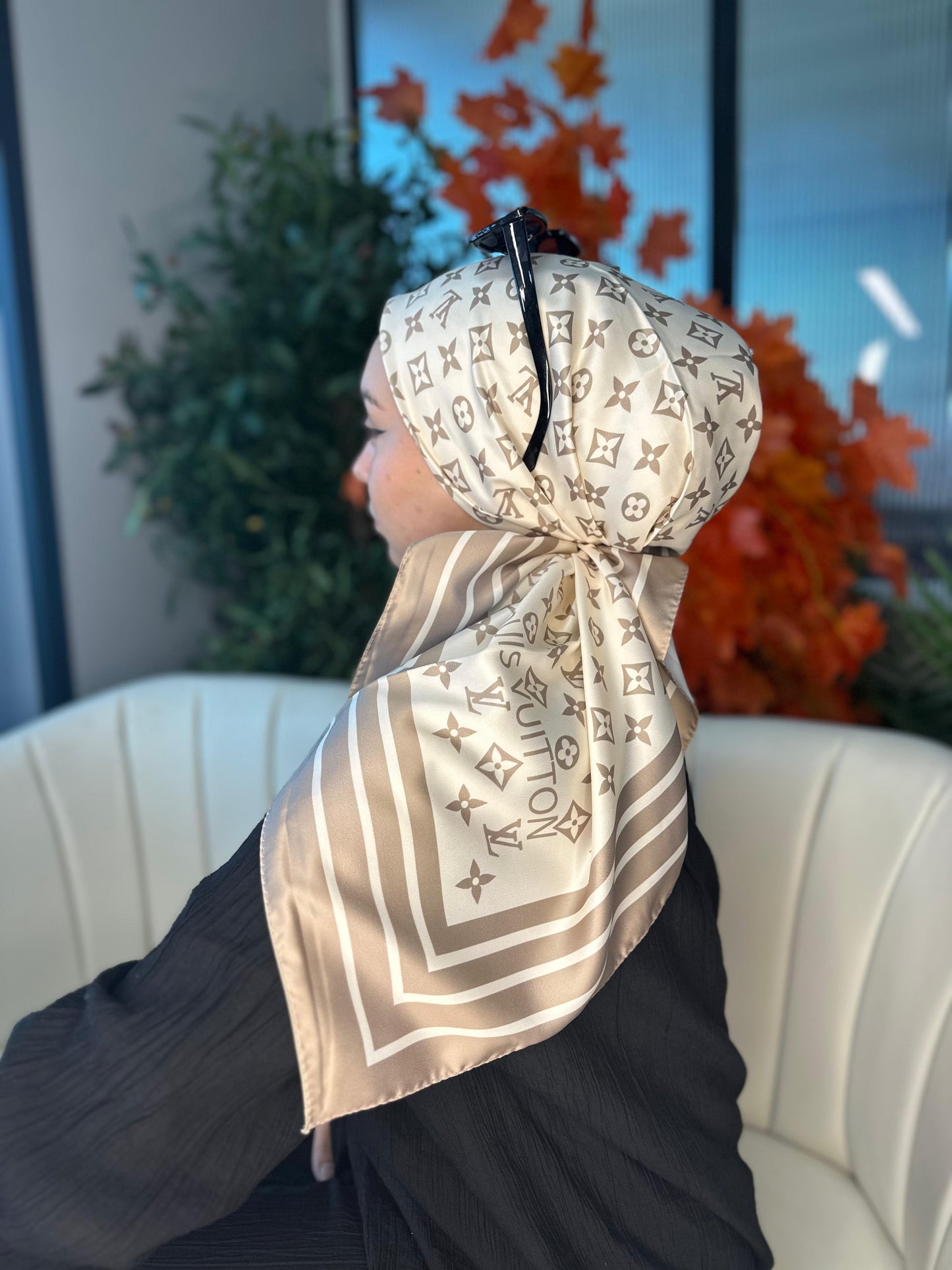Lv Desen Vual İpek Eşarp-6204527-Vizon