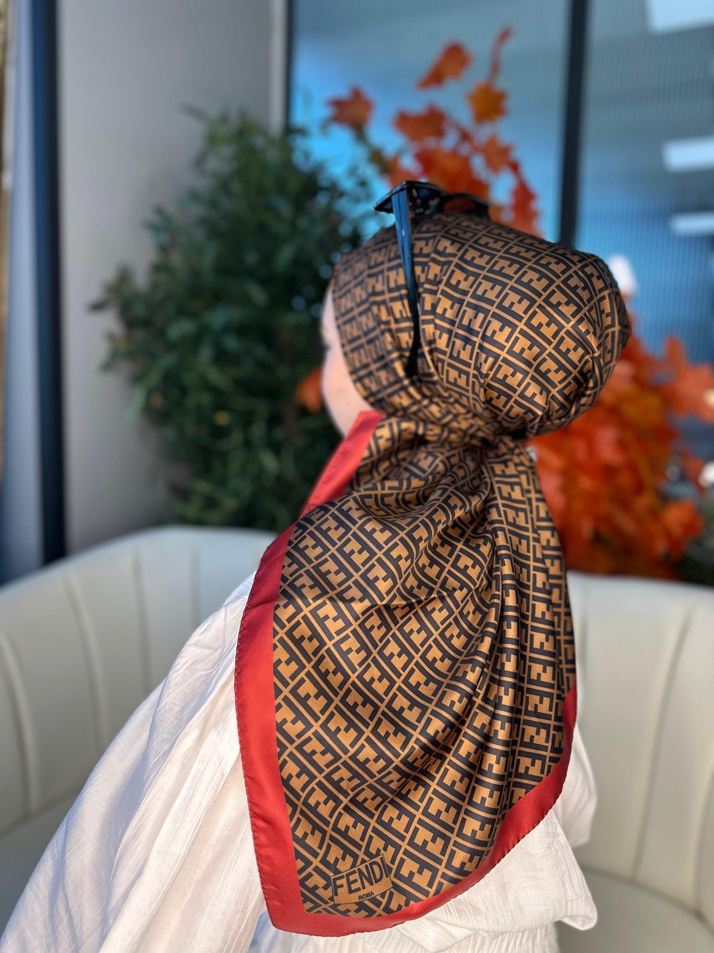 Fendi Desen Vual İpek Eşarp-6204527-Kırmızı