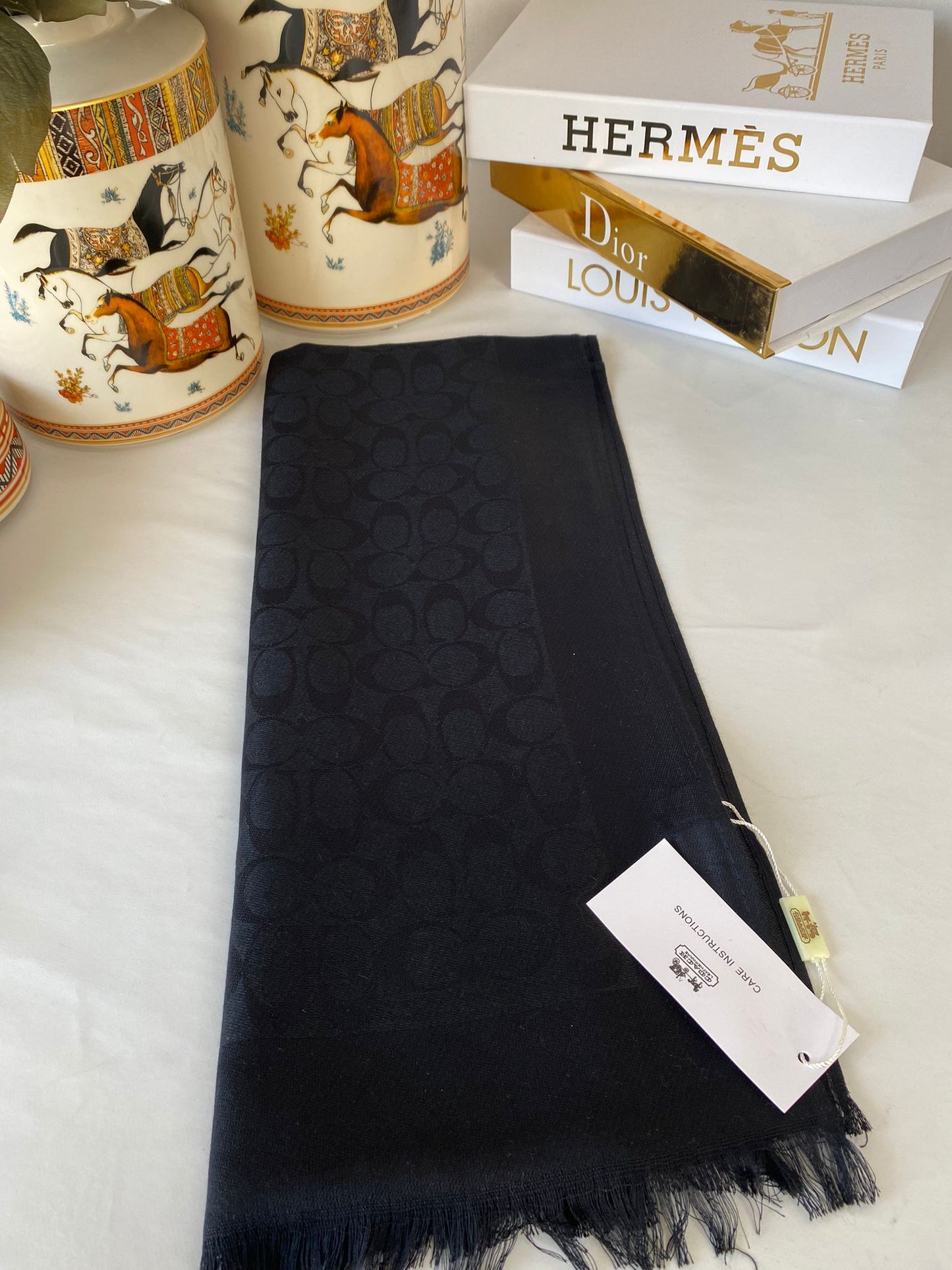 İthal Coach Pamuk Yün Şal 544381 - Siyah