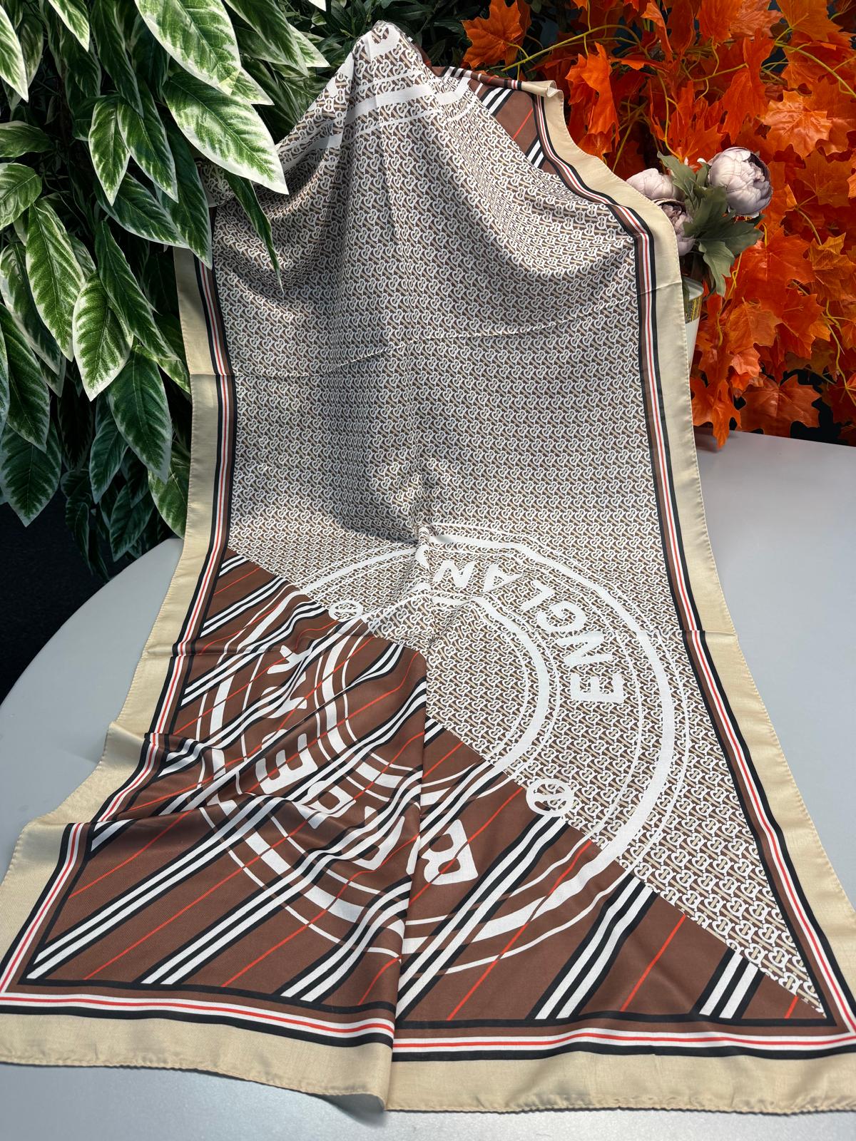 Burberry Monogram Pamuk Soft Şal 64303 - Kahve-Bej