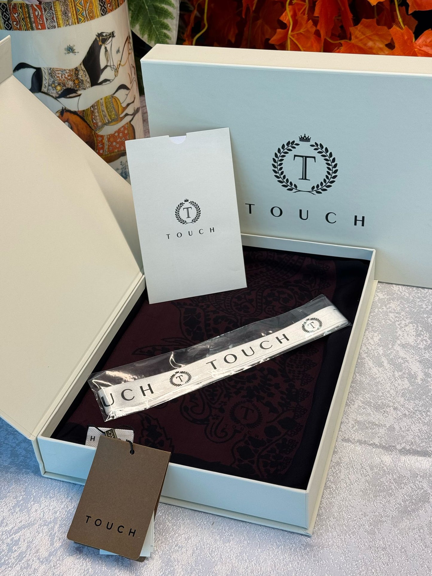 Touch İthal Pamuk İpek Şal - 415420 Bordo Siyah