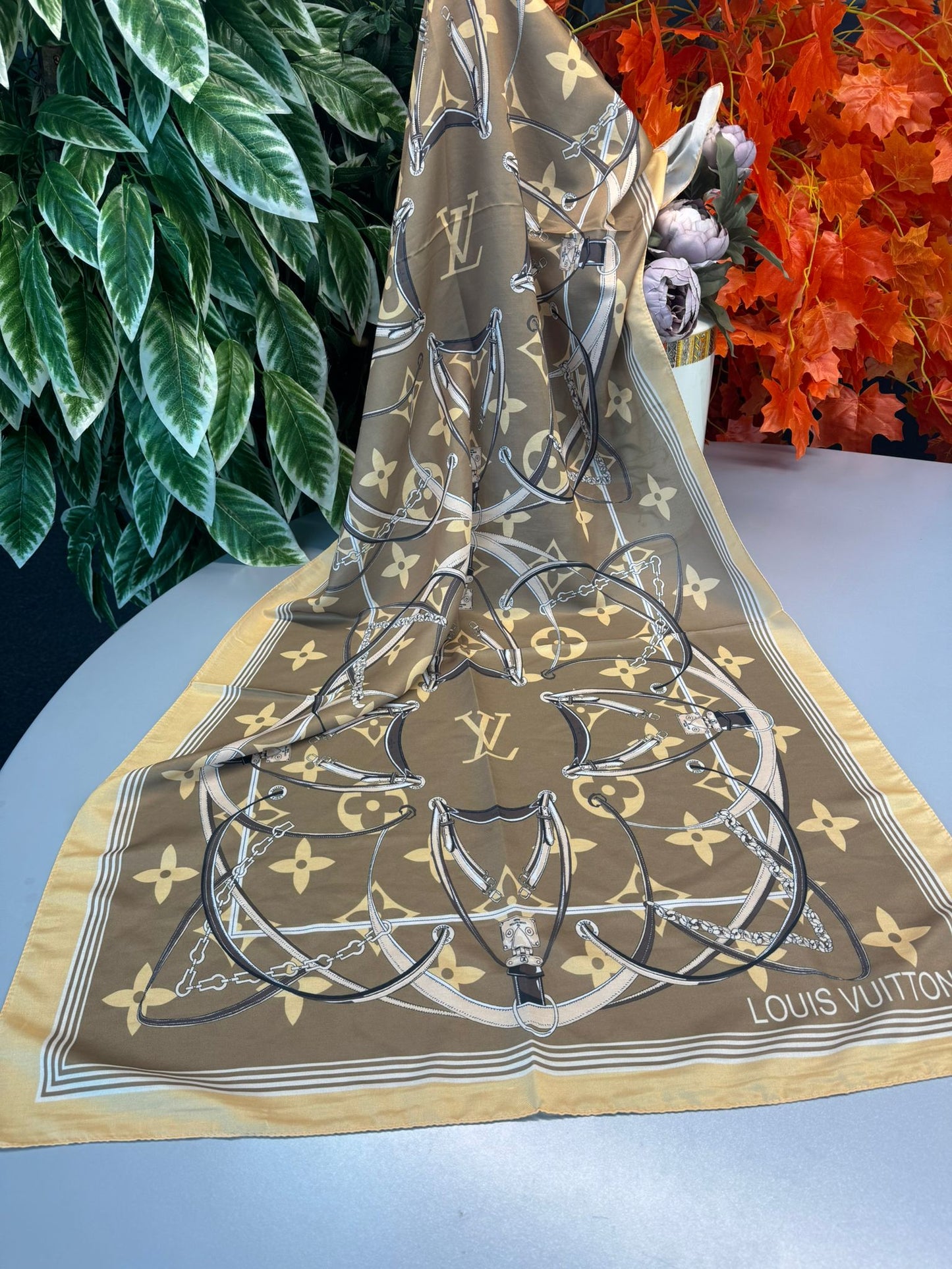 Lv Kemer Desen Pamuk Soft Şal 31230 - vizon
