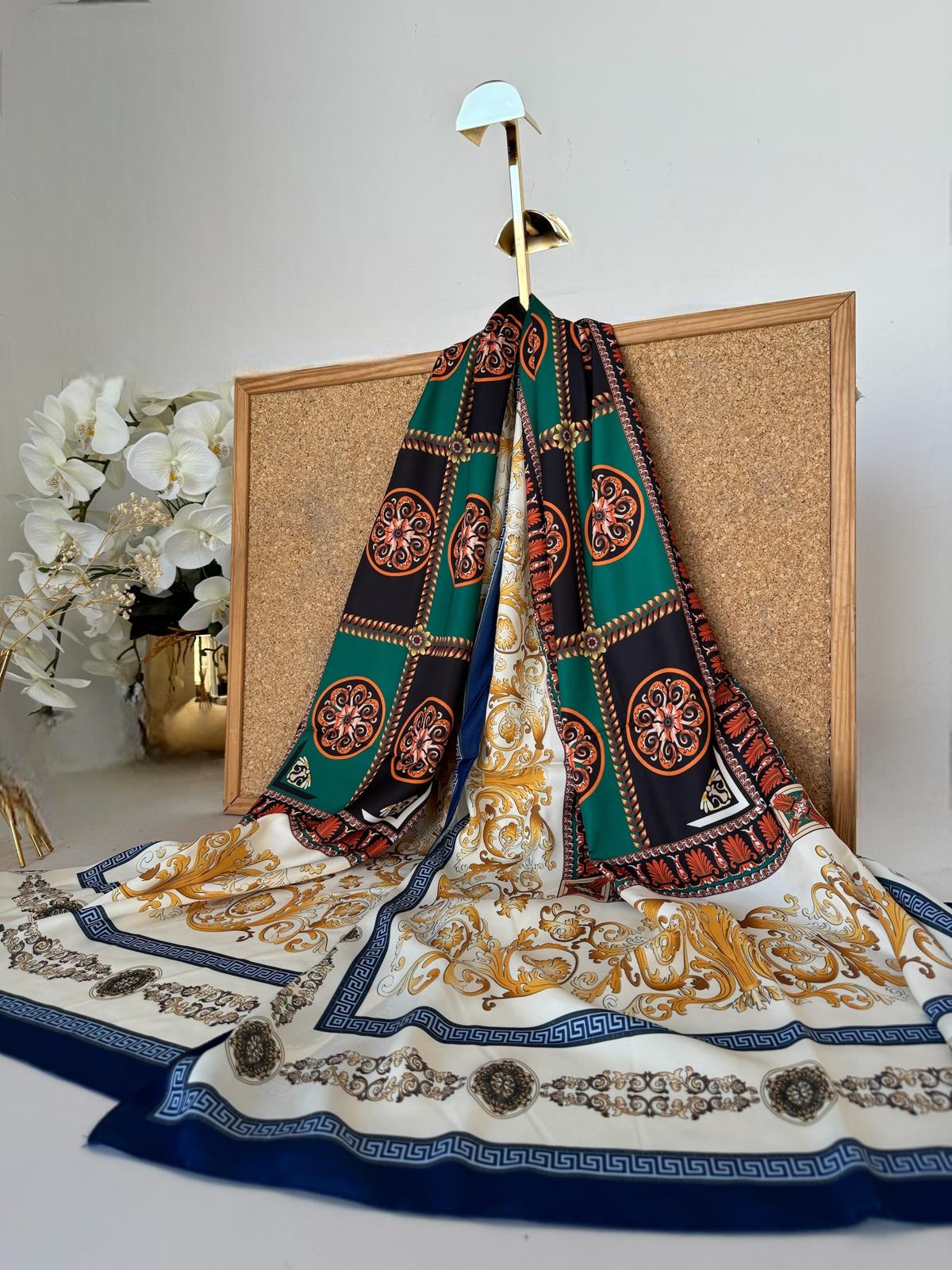 Versace Vual İpek Şal 614412 - Lacivert